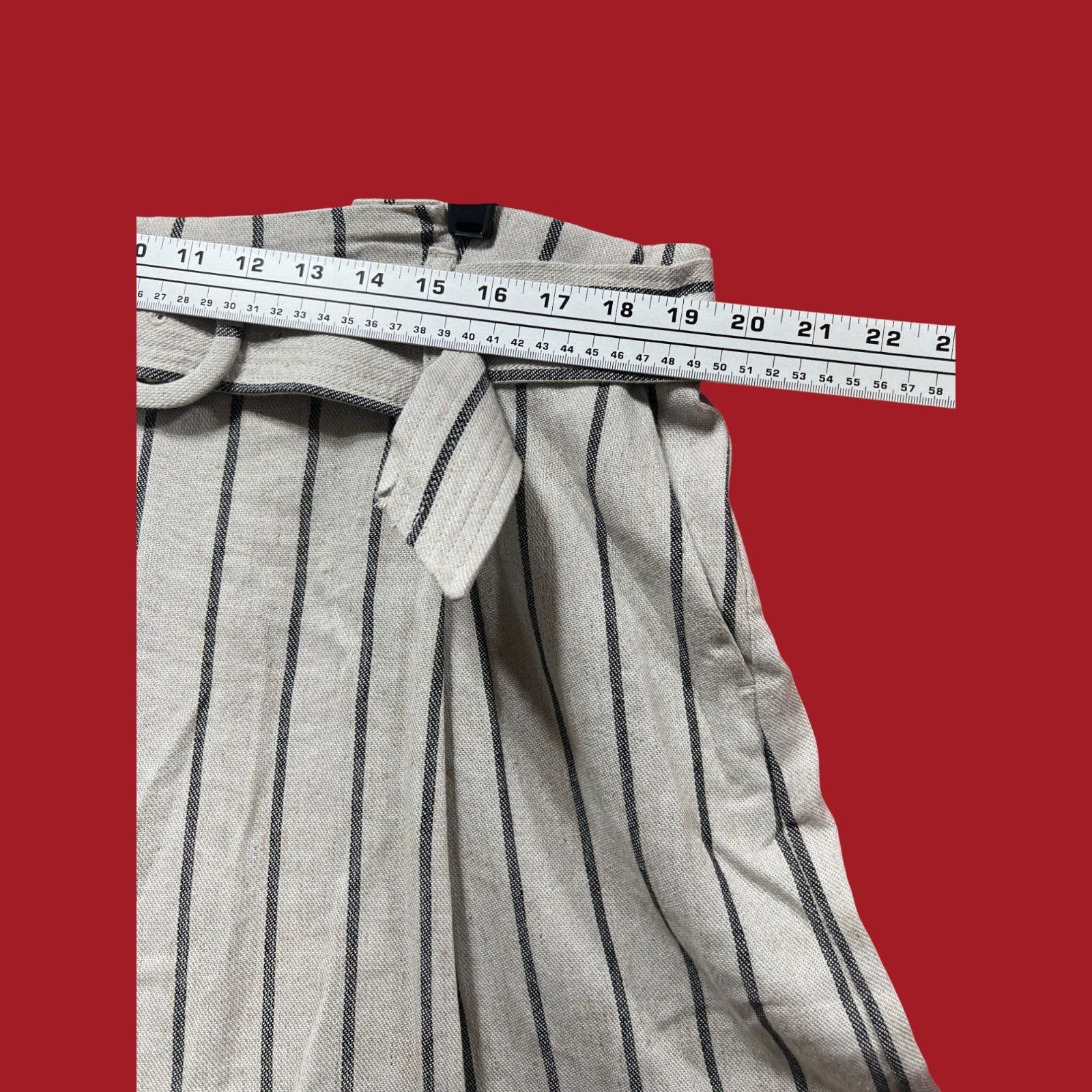 Worthington Worthington - Women's Striped Belted Shorts - Beige - 18 Size 40" / US 18 - 5 Thumbnail