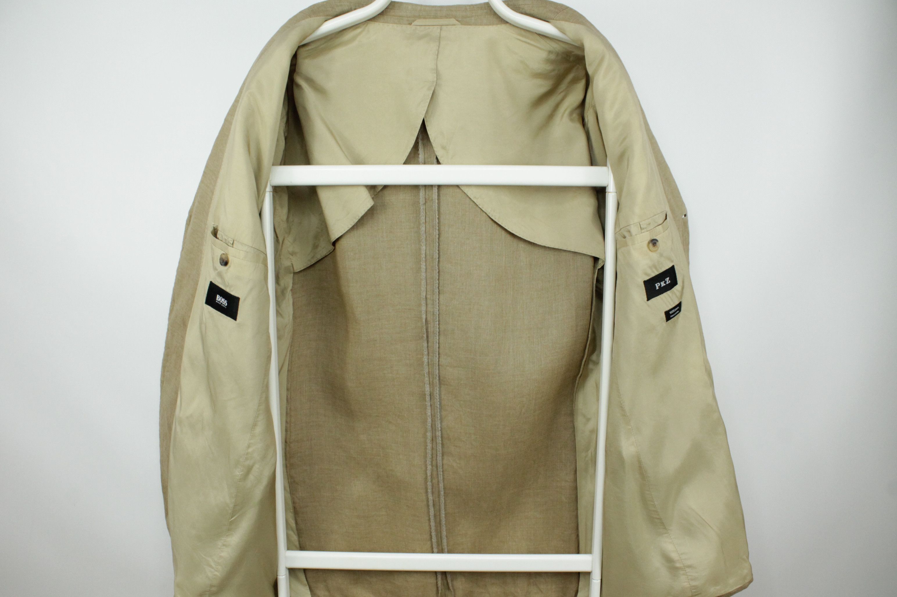 Designer × Hugo Boss × Vintage Vintage Hugo Boss Beige Linen Relaxed Fit Sport Coat Blazer Size US M / EU 48-50 / 2 - 7 Thumbnail