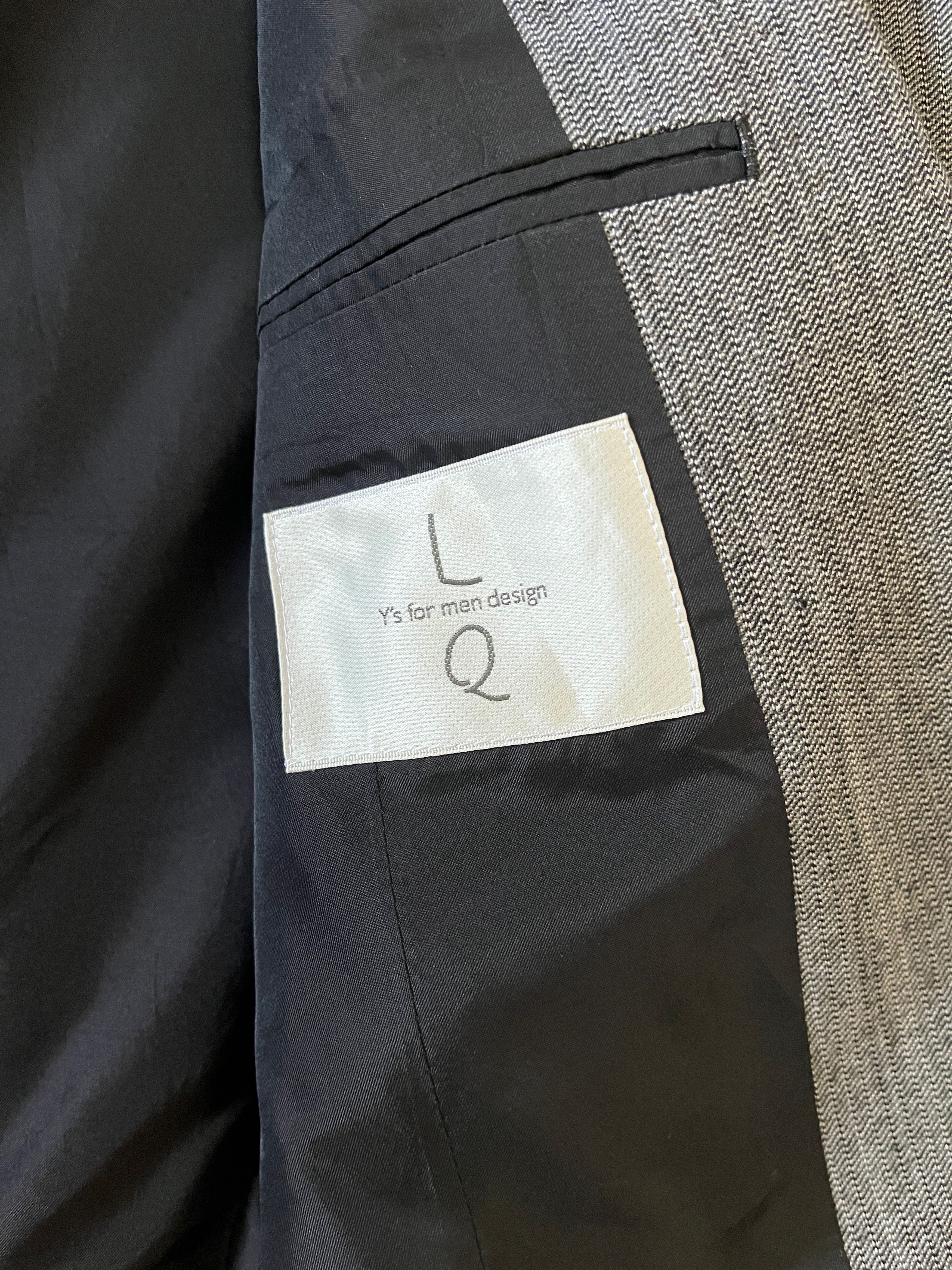 Yohji Yamamoto Y’s For Men LQ Design Wool Double Breasted Grey Blazer Size 40R - 9 Thumbnail