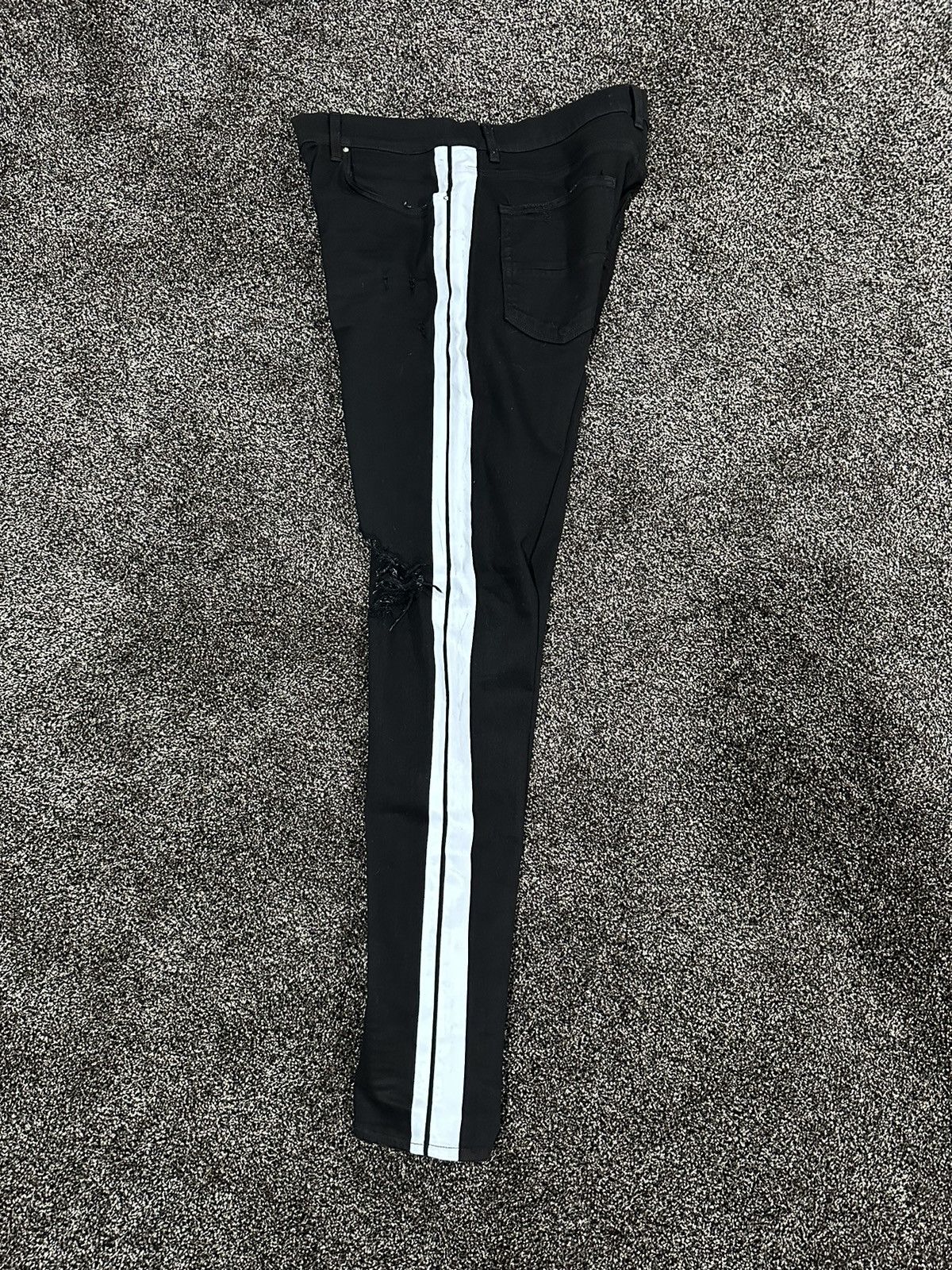 Amiri Amiri Black / White Stripe Track Denim Distressed Jeans Size US 38 / EU 54 - 15 Thumbnail