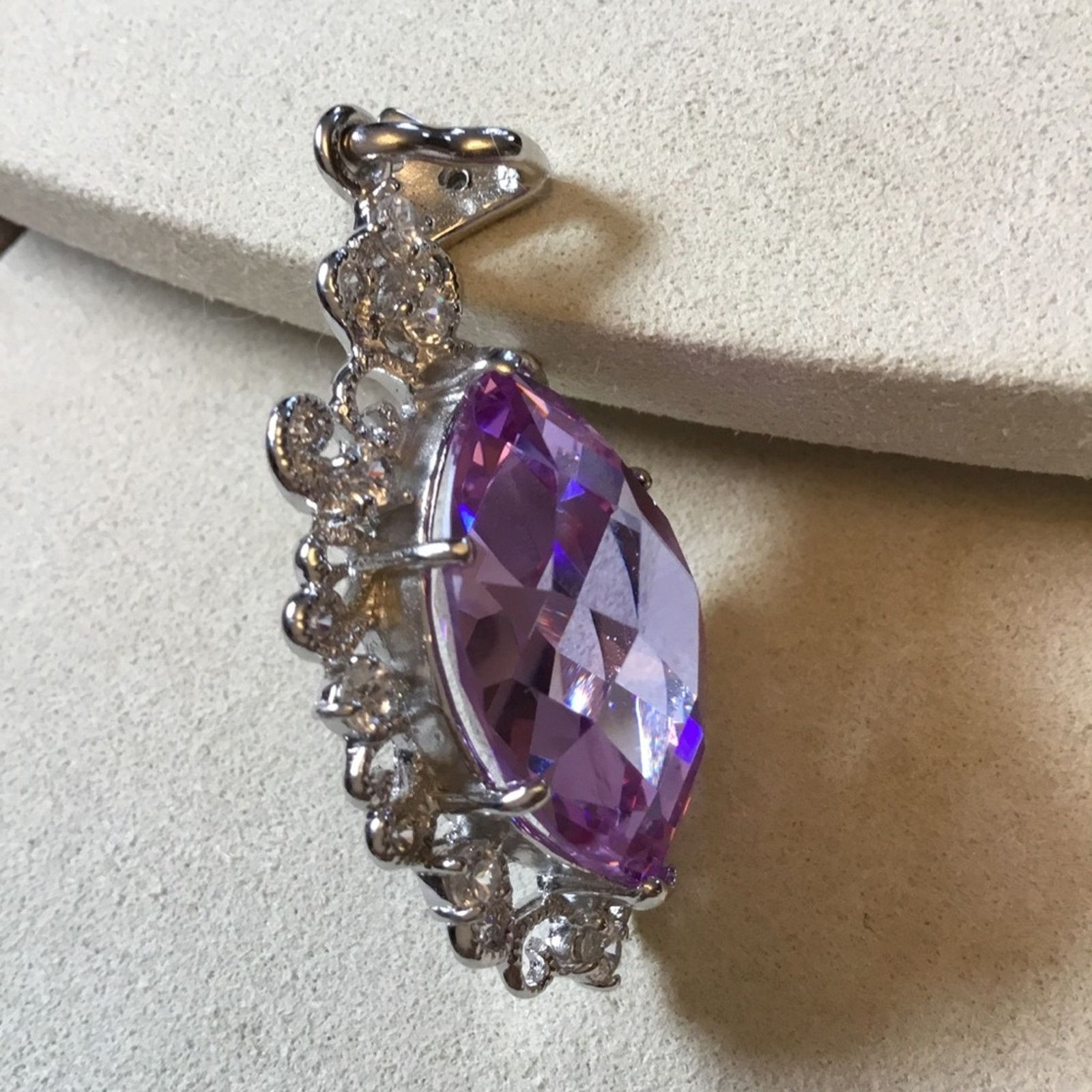 Other Sterling Silver Purple Crystal Statement Pendant Size ONE SIZE - 2 Thumbnail