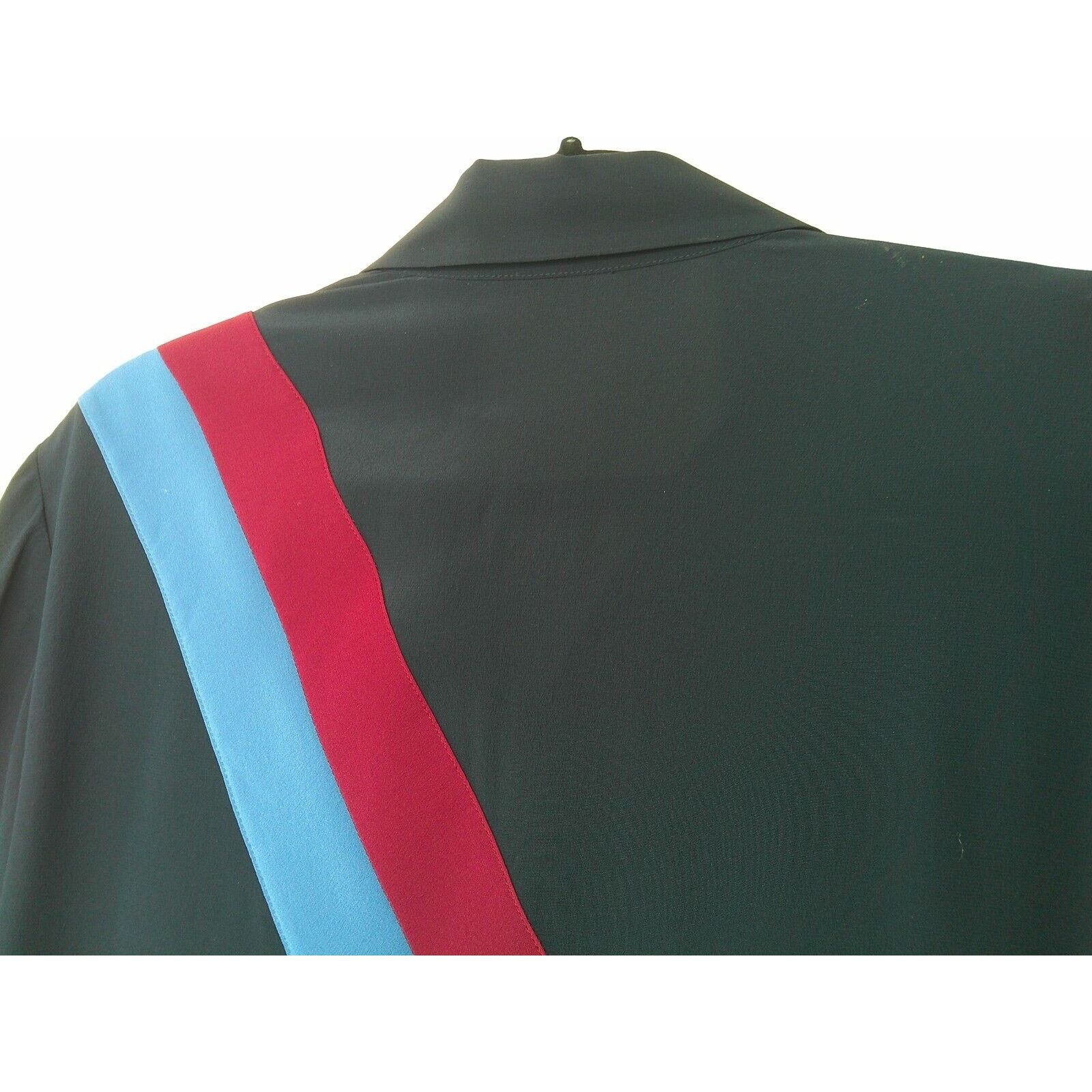 Stella McCartney Stella McCartney Silk Black Blue Red Stripe Button Blouse Size M / US 6-8 / IT 42-44 - 5 Thumbnail