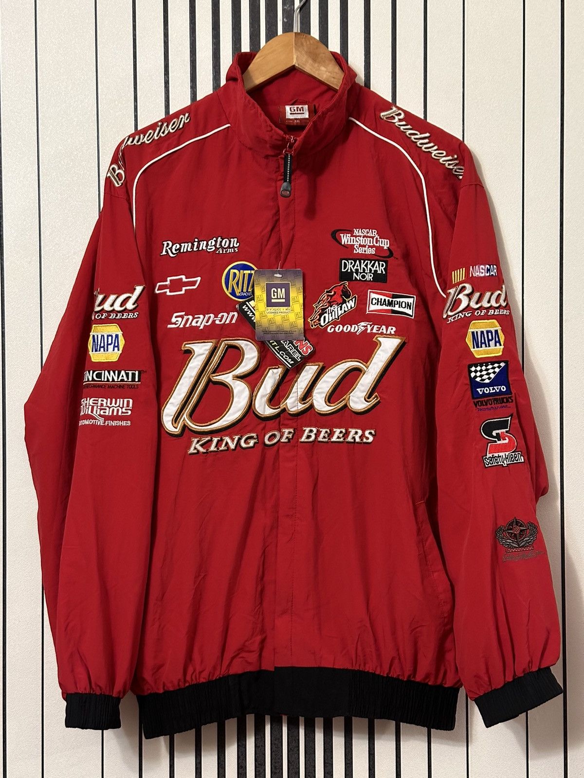 Budweiser 00’s Nascar Bud Y2k Multi-Patched Red Racing Jacket Size US XL / EU 56 / 4 - 1 Thumbnail