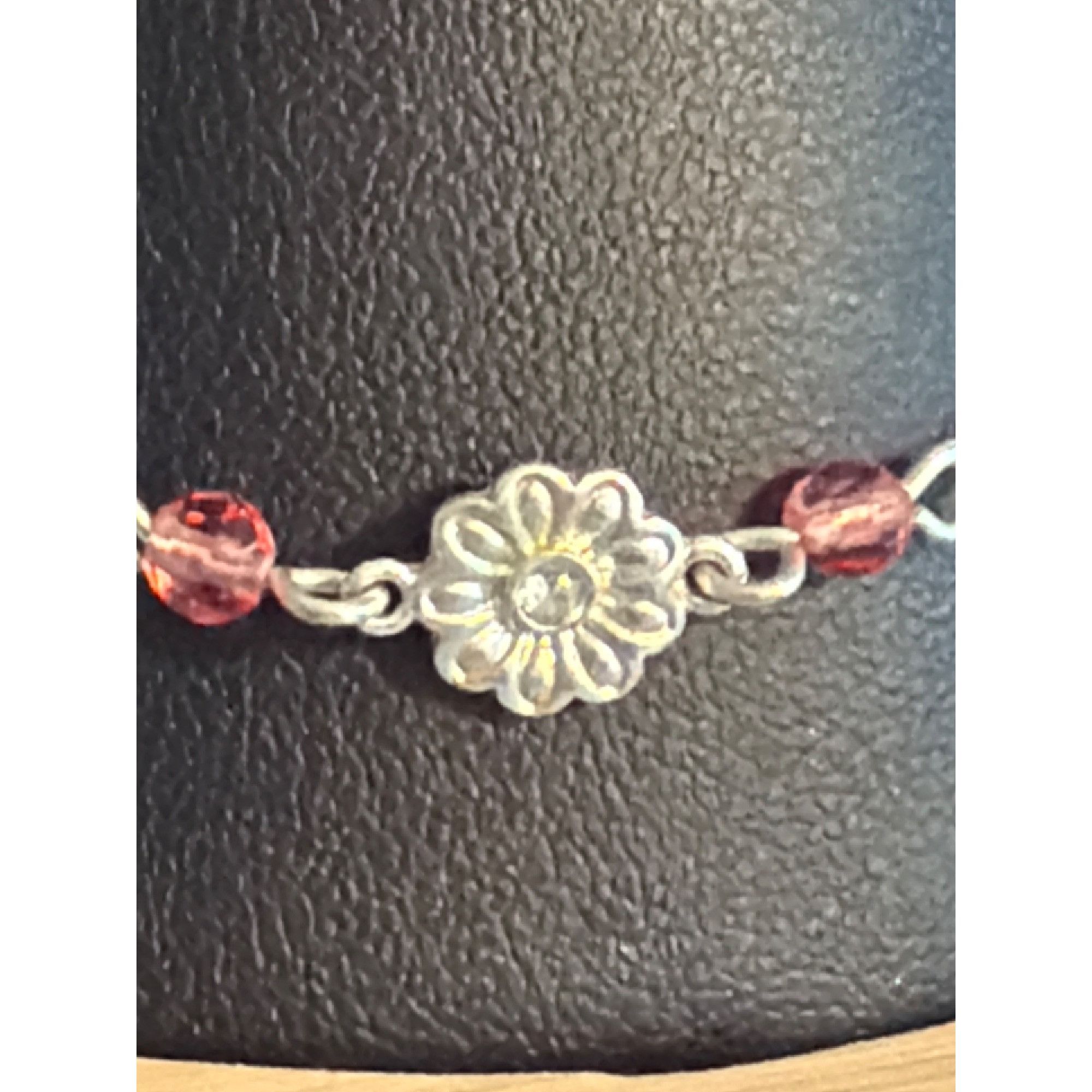 Other Vintage Avon SAQ Silver Tone Bracelet Anklet Flower Clear Pi Size ONE SIZE - 2 Thumbnail