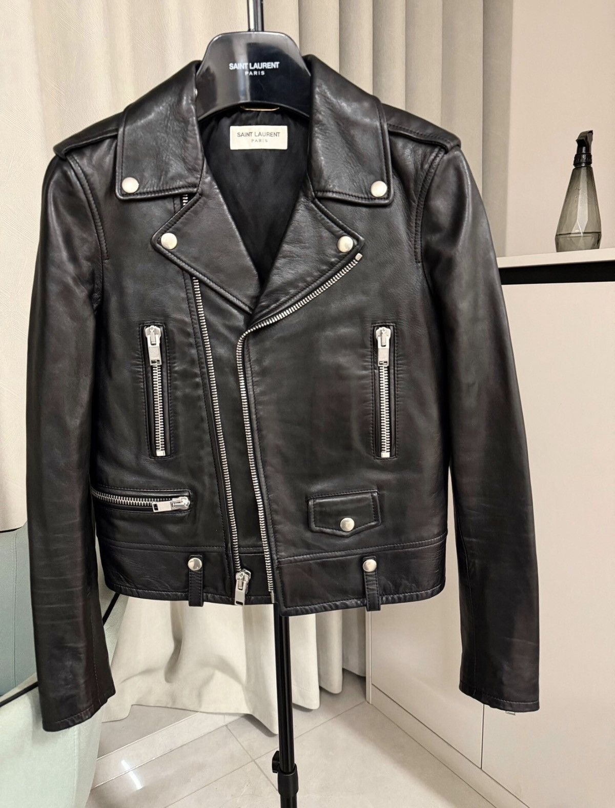 Saint Laurent SLP L01 Moto Zipper Leather Jacket Sz. 36