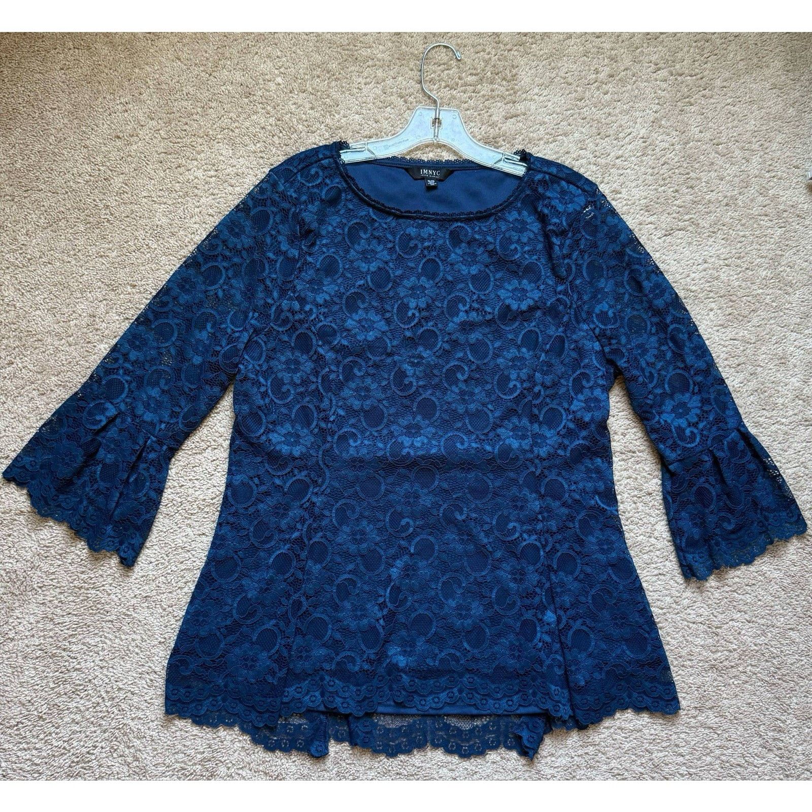 Isaac Mizrahi IMNYC Isaac Mizrahi Dress Navy Lace Bell Sleeve A-Line Mini Size XL / US 12-14 / IT 48-50 - 4 Thumbnail