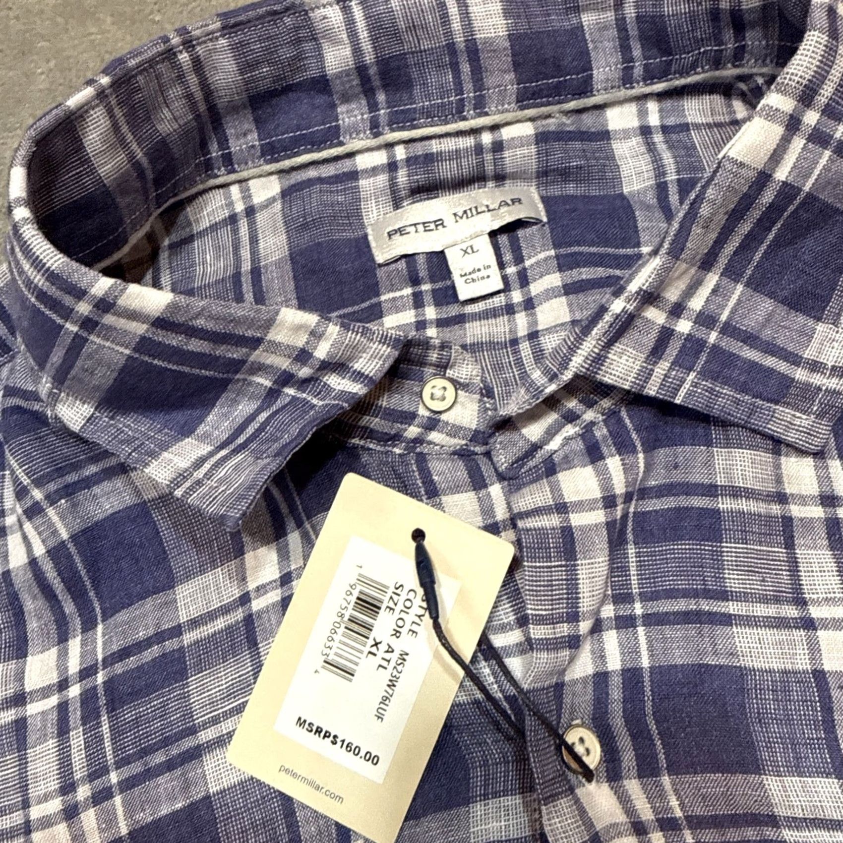 Peter Millar Peter Millar Shirt Mens XL Blue Linen Beach Bluff Button-Up Plaid NWT Crown Sport Casual Knit Pocketed Collared Long Sleeve Size US XL / EU 56 / 4 - 3 Thumbnail