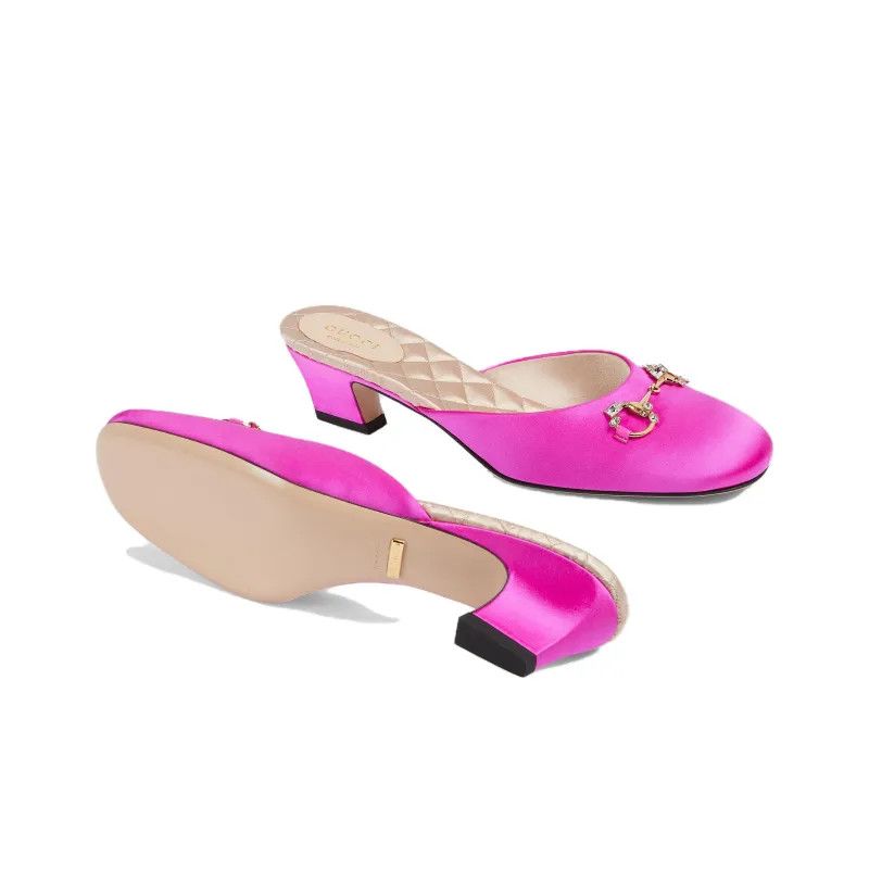 Gucci o1s1wg110125 Horsebit Mules in Fuchsia Size US 7 / IT 37 - 5 Thumbnail