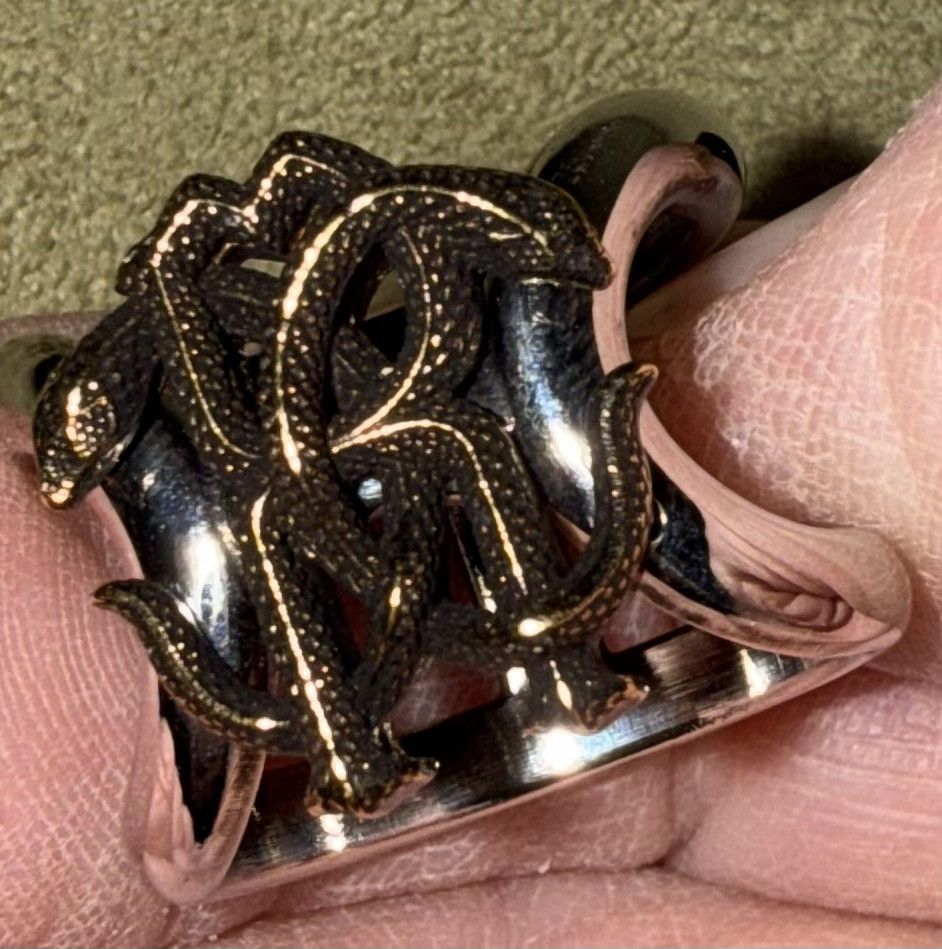 Roberto Cavalli Roberto Cavalli Monogram Serpent Ring, size 9, silver/gold Size ONE SIZE - 11 Thumbnail