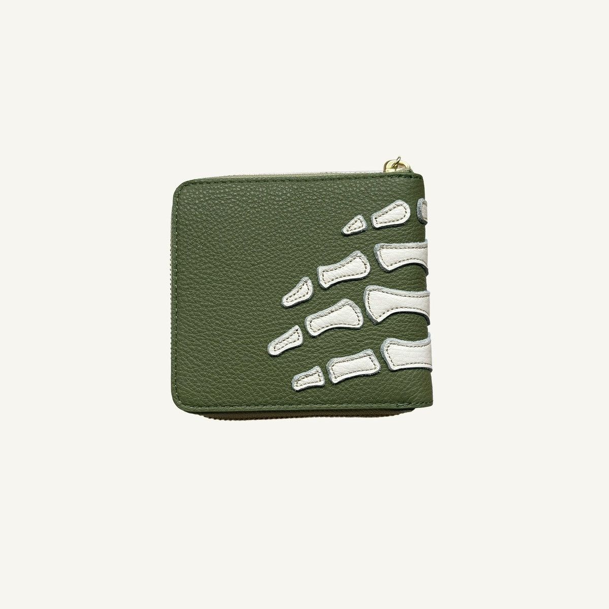 Kapital Kapital Thumb-Up Bone Hand Zip Wallet, Olive Size ONE SIZE - 2 Thumbnail