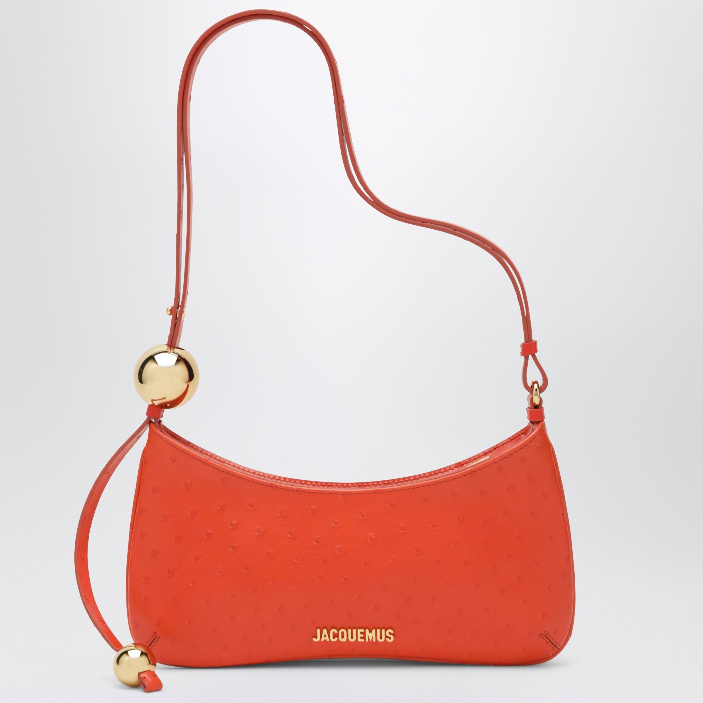 Jacquemus Jacquemus Le Bisou Perle Tote Orange In Embossed Ostrich-Effect Leather Size ONE SIZE - 1 Thumbnail