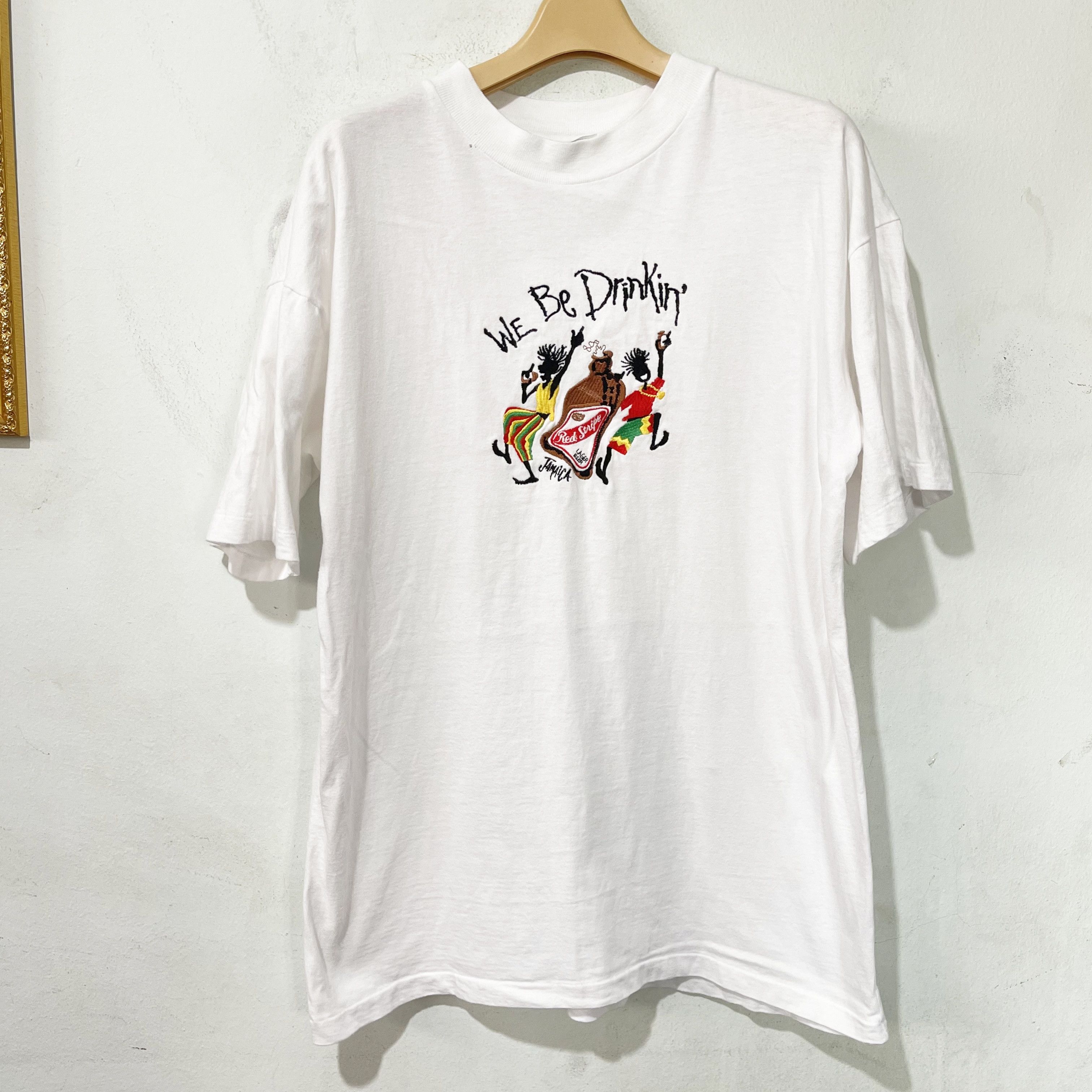 Vintage Vintage 90s Red Stripe Beer Embroidery T-Shirt Size US M / EU 48-50 / 2 - 1 Thumbnail