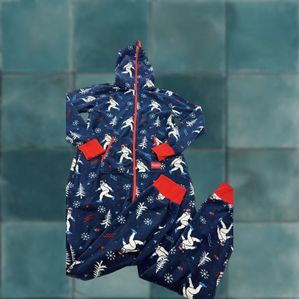 Yeti Tipsy Elves Pajama One-piece Mens Large Blue Fleece Hooded Yeti Christmas Snow Size US L / EU 52-54 / 3 - 1 Thumbnail