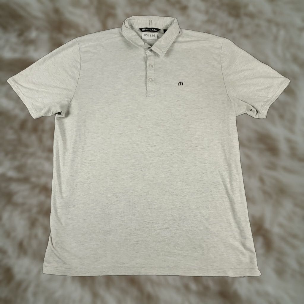 TravisMathew Travis Mathew Polo Shirt Mens XL Gray – Solid Short Sleeve Button-Down, Cotton Blend, Golf/Activewear, Regular Fit Size US XL / EU 56 / 4 - 1 Thumbnail