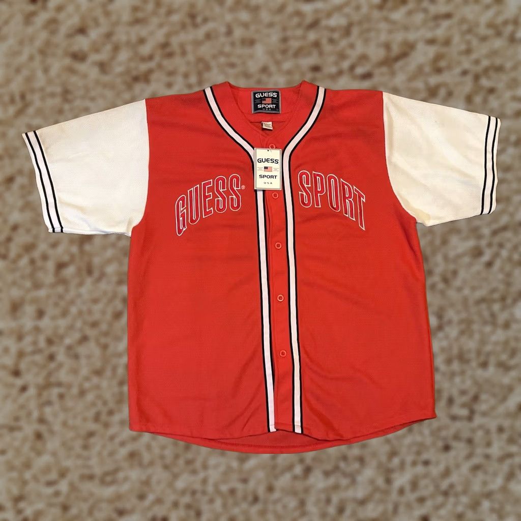 Guess VINTAGE GUESS Sport USA Red White Baseball Jersey Men's 2XL XXL Size US XXL / EU 58 / 5 - 1 Thumbnail