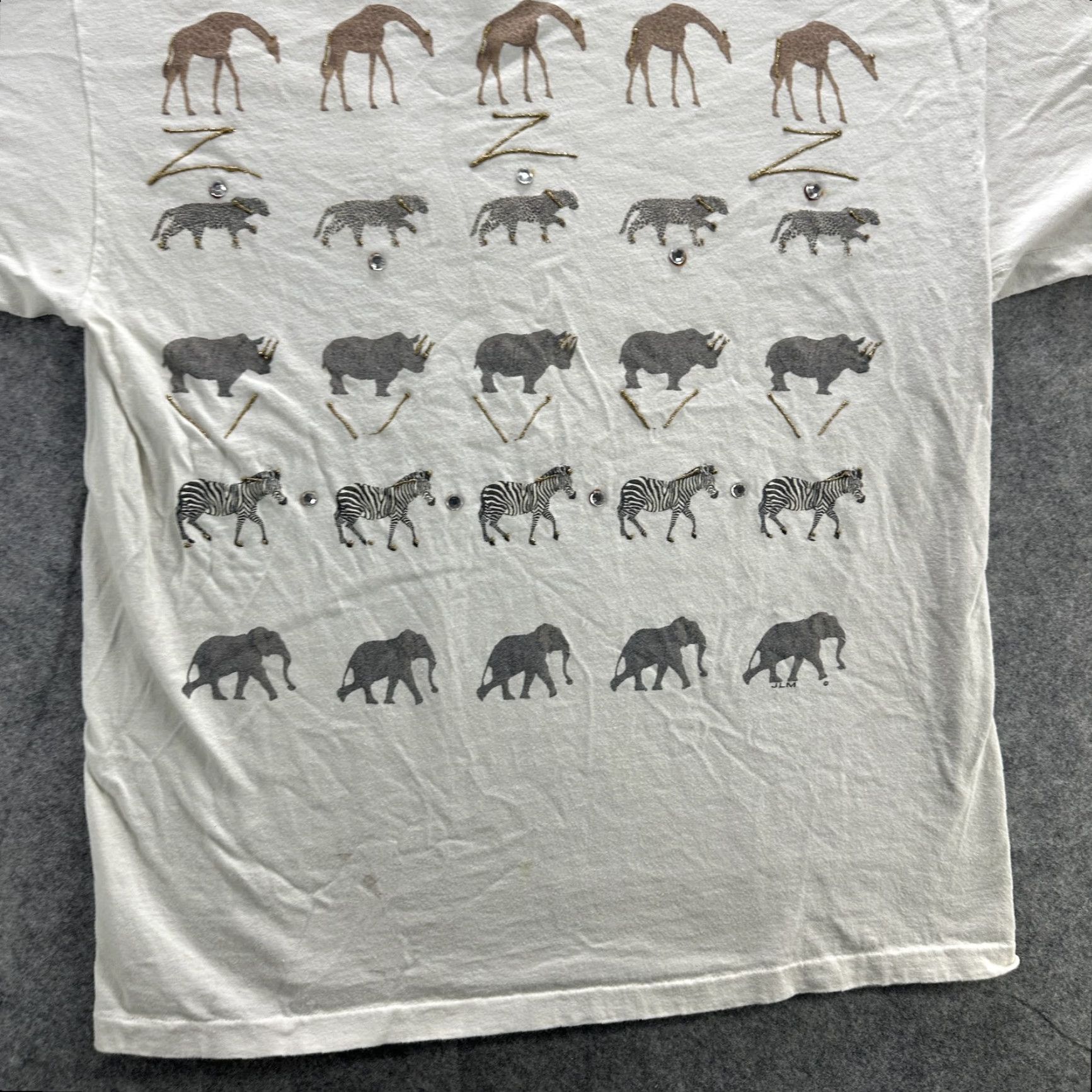 Vintage VINTAGE JLM Fashion Group Safari Animal Embroidered T-Shirt Mens Large White 90s Wildlife Collection Size US L / EU 52-54 / 3 - 3 Thumbnail