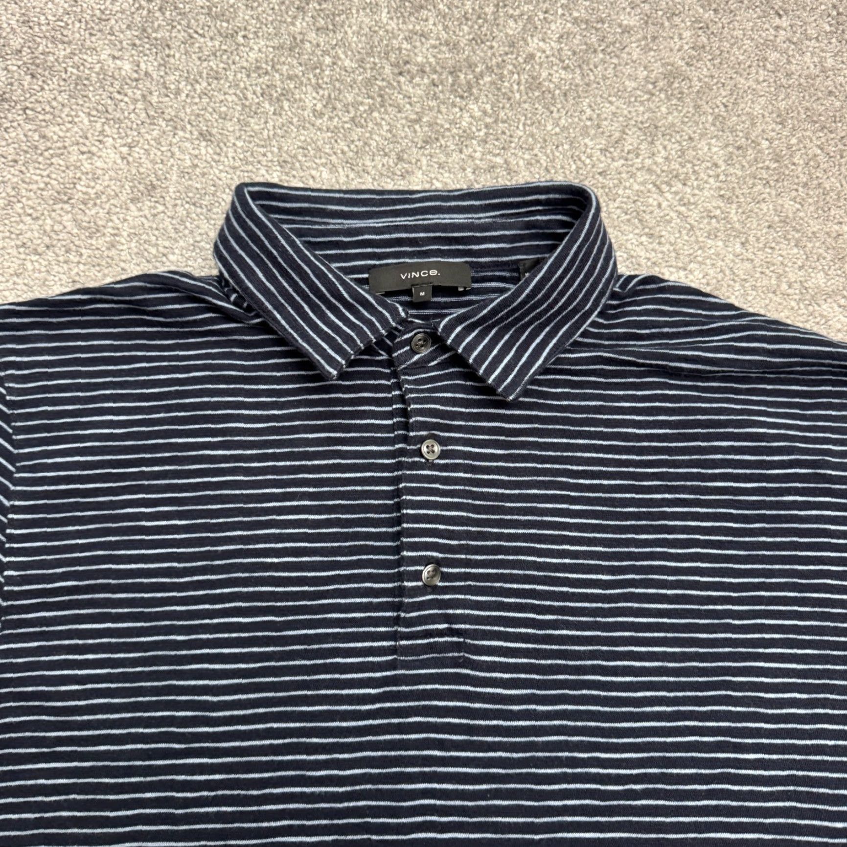 Vince Vince Polo Shirt Mens M Navy Blue Striped Short Sleeve Casual Preppy Sports 90s Mens Size US M / EU 48-50 / 2 - 3 Thumbnail