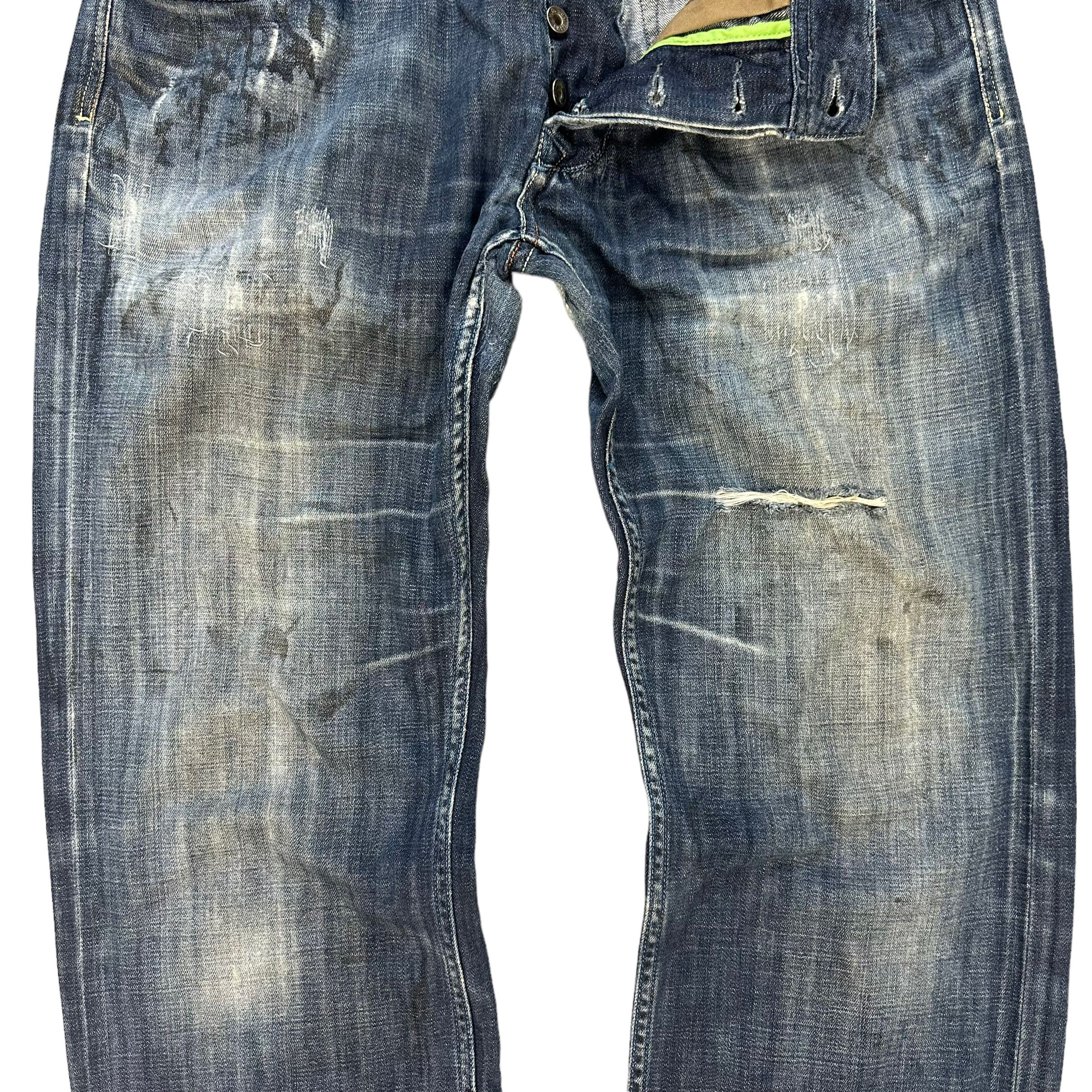 Diesel TRASHED🔥 DIESEL LARKEE FLY BUTTON DENIM PANTS #7618-158 Size US 35 - 7 Thumbnail