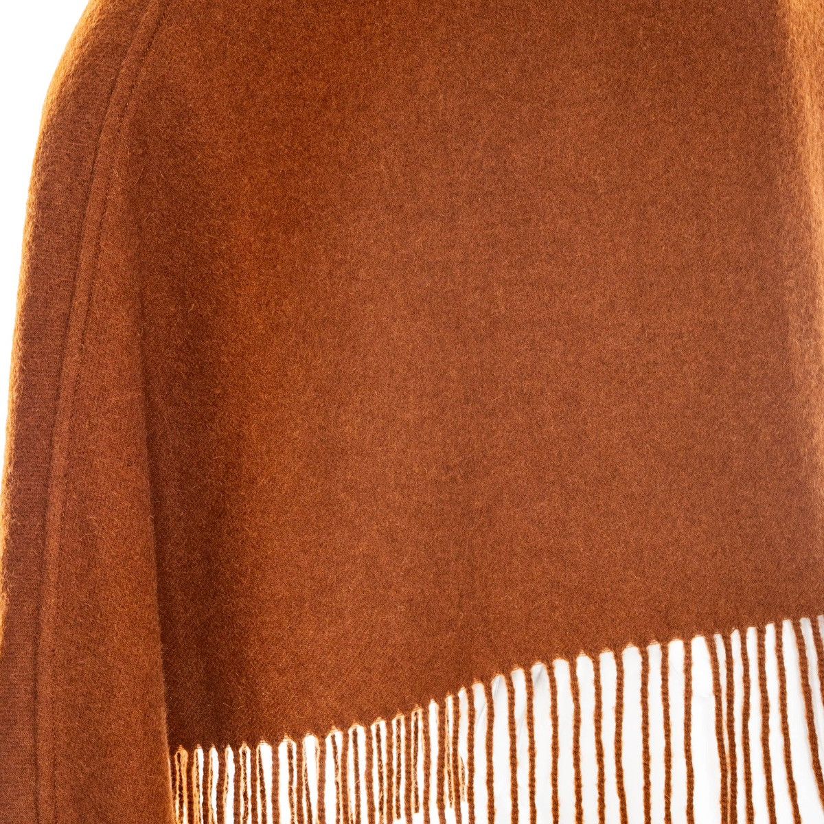 Hermes Hermès Brown Cashmere Fringed Cowl-Neck Poncho Size ONE SIZE - 5 Thumbnail
