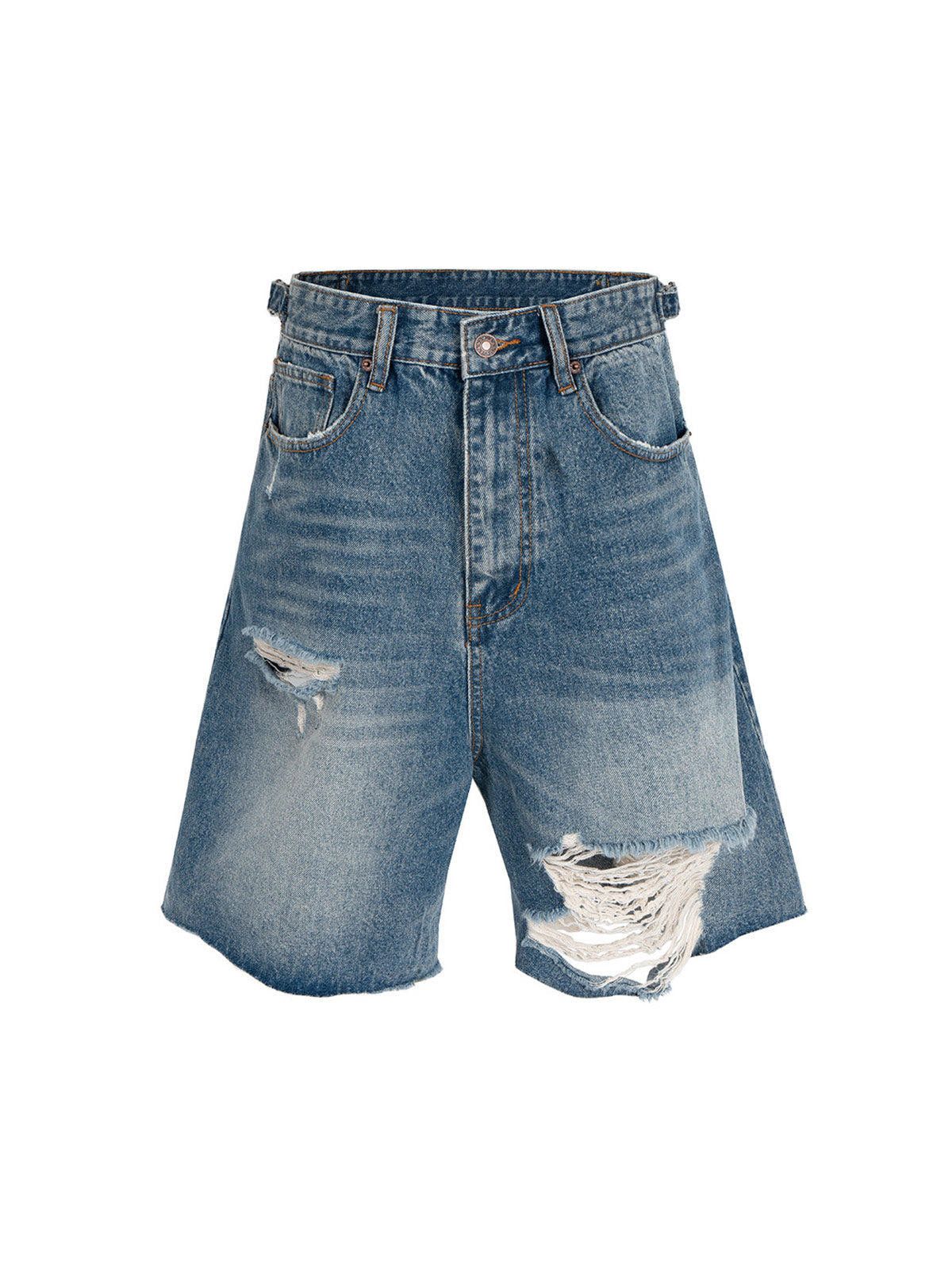Japanese Brand Street Ripped Denim Shorts Size ONE SIZE - 1 Thumbnail