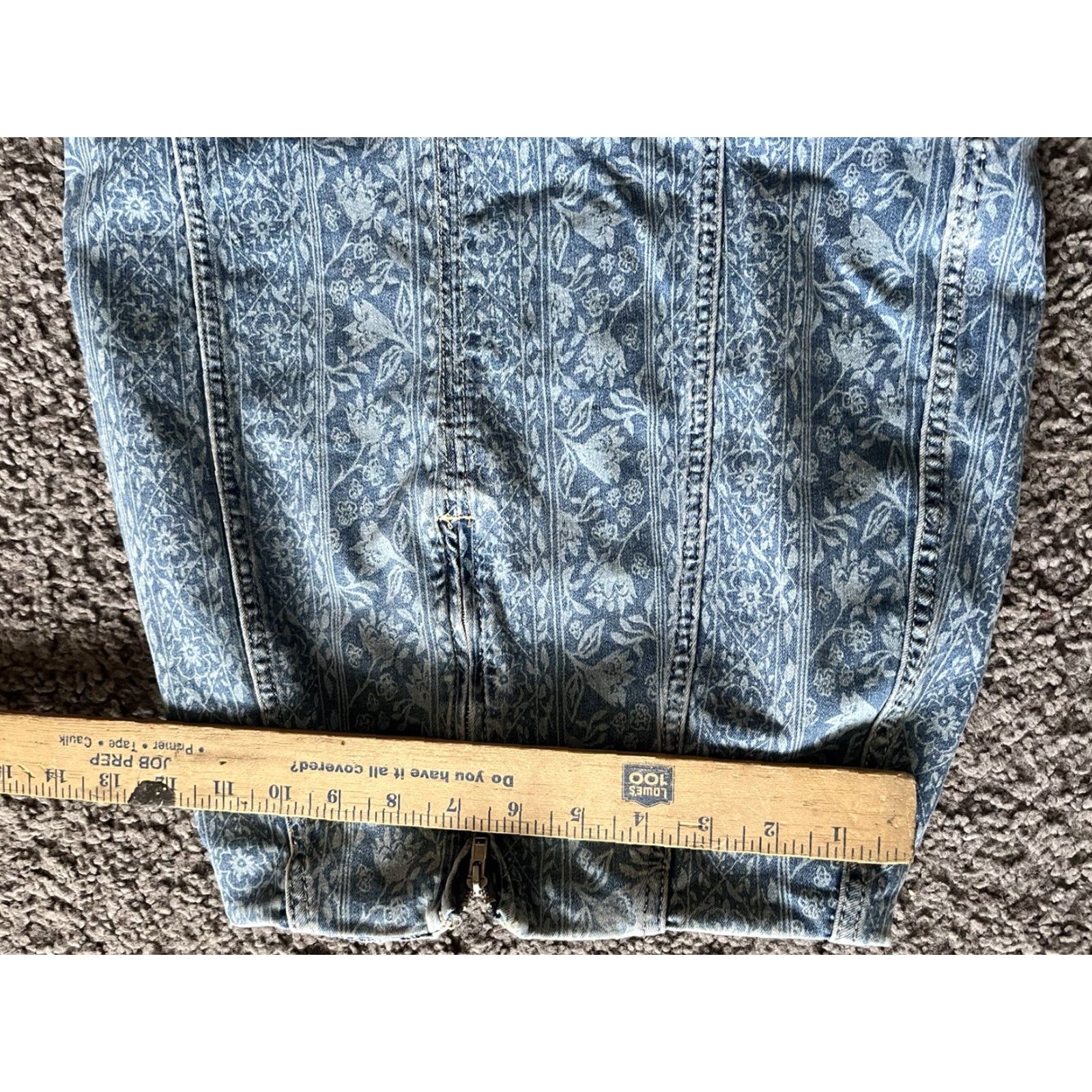 Free People Free People Pencil Skirt Blue Floral Print Size 10 Womens Knit Cotton Blend Zipper Back Zip Short Skirt, Casual Womens Apparel Size 25" / US 0 / IT 36 - 4 Thumbnail