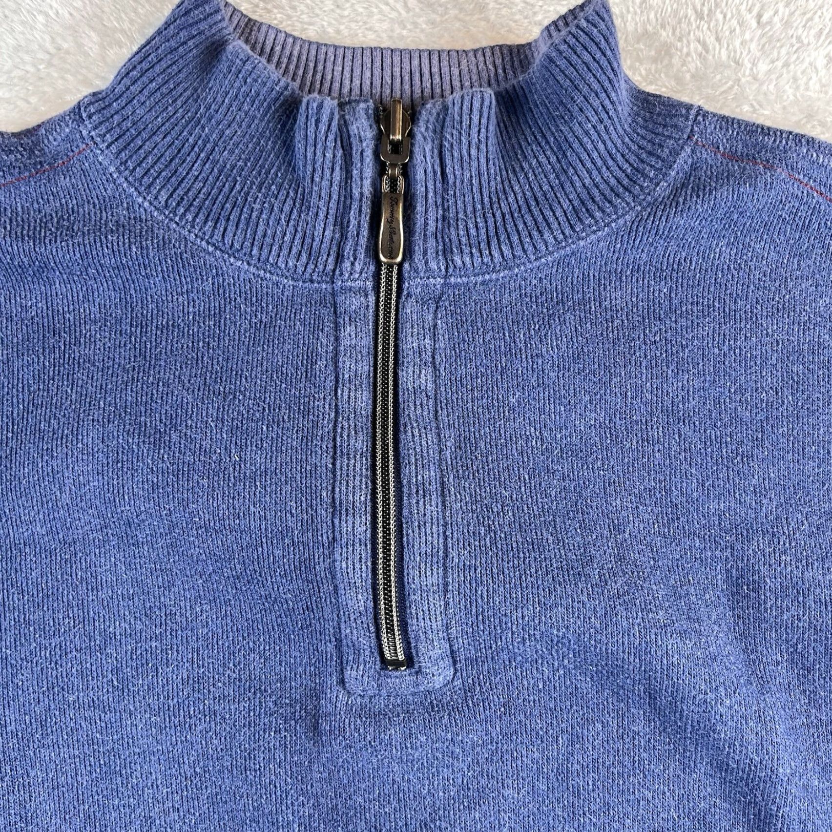 Tommy Bahama VINTAGE Tommy Bahama 1/4 Zip Sweater Mens Large Blue Pullover Long Sleeve Cotton Shirt Size US L / EU 52-54 / 3 - 2 Thumbnail