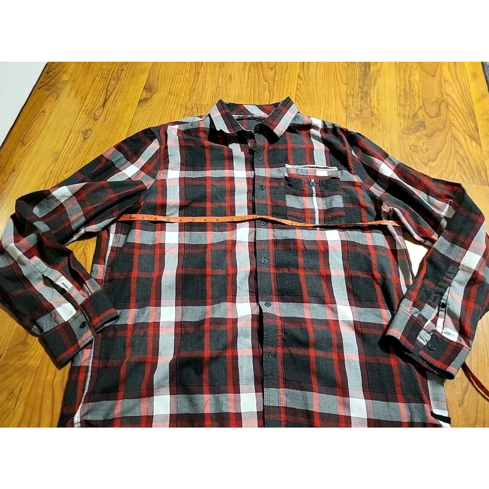 Sean John Sean John 2XL Button-Up Shirt LS Plaid Red Gray Blk Pocket Shirt Mens Size US XXL / EU 58 / 5 - 3 Thumbnail