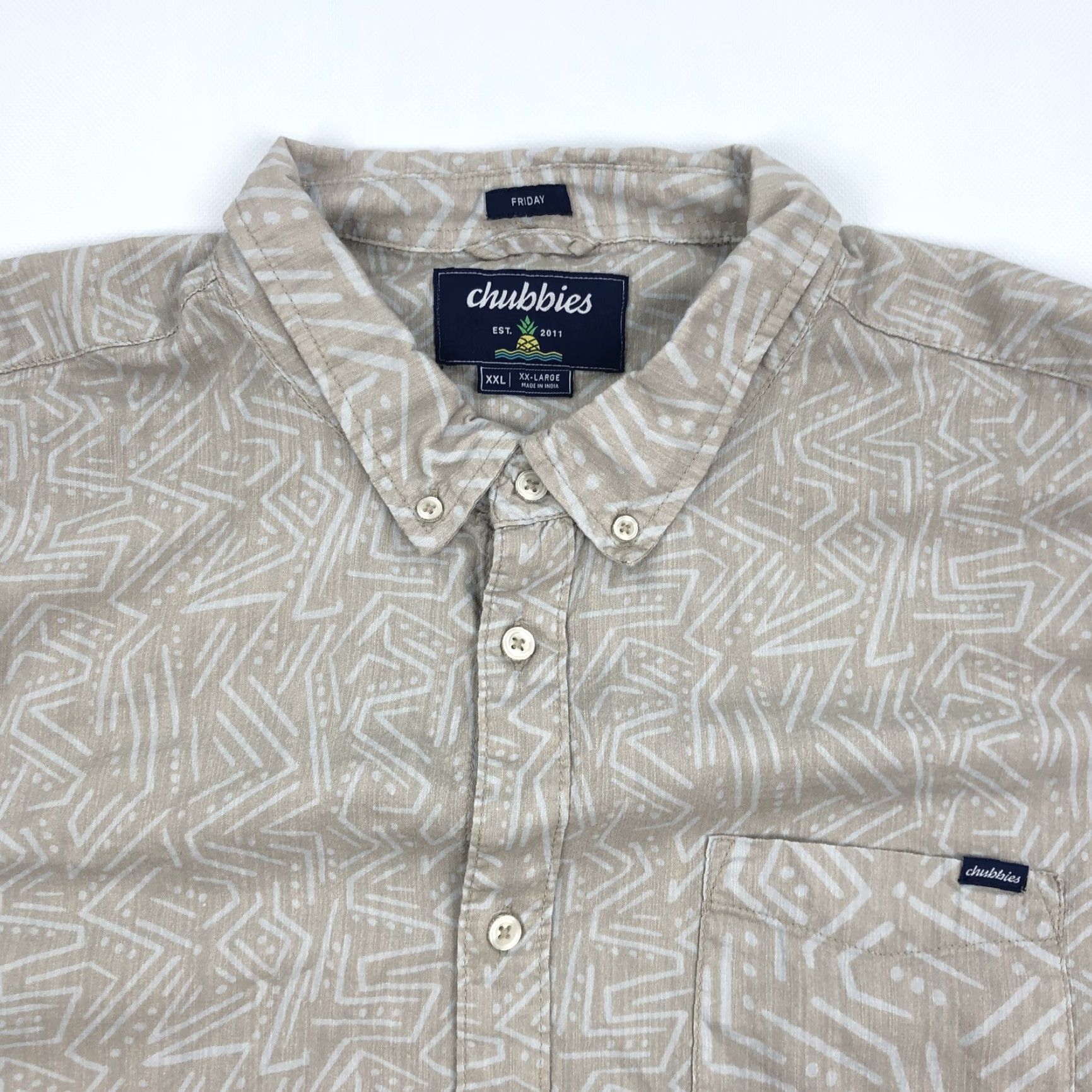 Chubbies Chubbies Shirt XXL Beige Tan Abstract Pattern Button-Down Collar Short Sleeve Chest Pocket Size US XXL / EU 58 / 5 - 2 Thumbnail