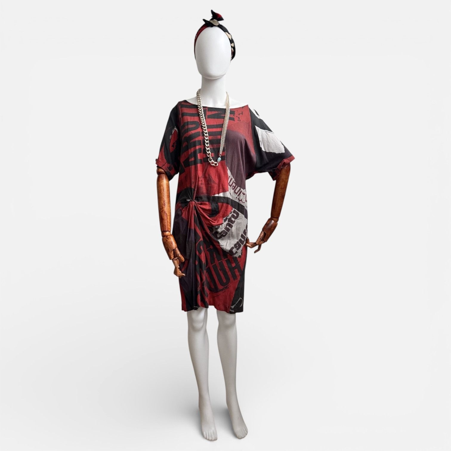 Desigual Desigual Dress Newspaper Print Y2K Size L / US 10 / IT 46 - 1 Thumbnail