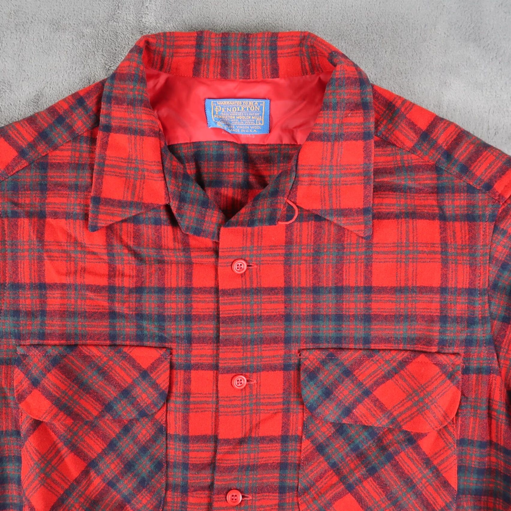 Pendleton VINTAGE Pendleton Board Shirt Shirt Mens L Red Wool Flap Pockets Loop Collar 90s Retro USA Button-Up Size US L / EU 52-54 / 3 - 3 Thumbnail