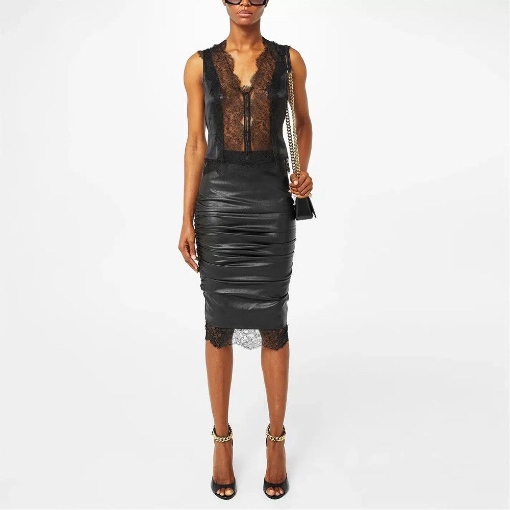 Tom Ford o1loc1c1224 GC5394 Leather Skirt in Black Size 27" / US 4 / IT 40 - 4 Thumbnail