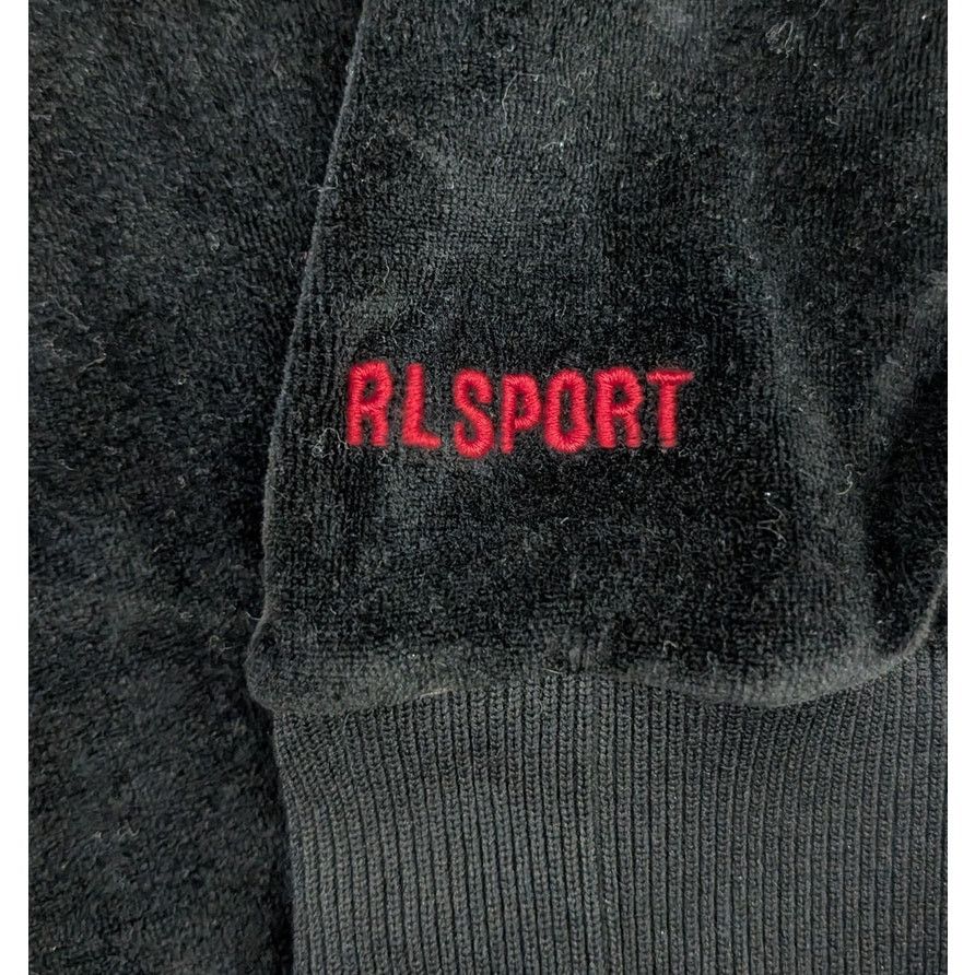 Ralph Lauren × Vintage Vintage Ralph Lauren Polo Sport Black Velour USA hoodie Size US L / EU 52-54 / 3 - 3 Thumbnail