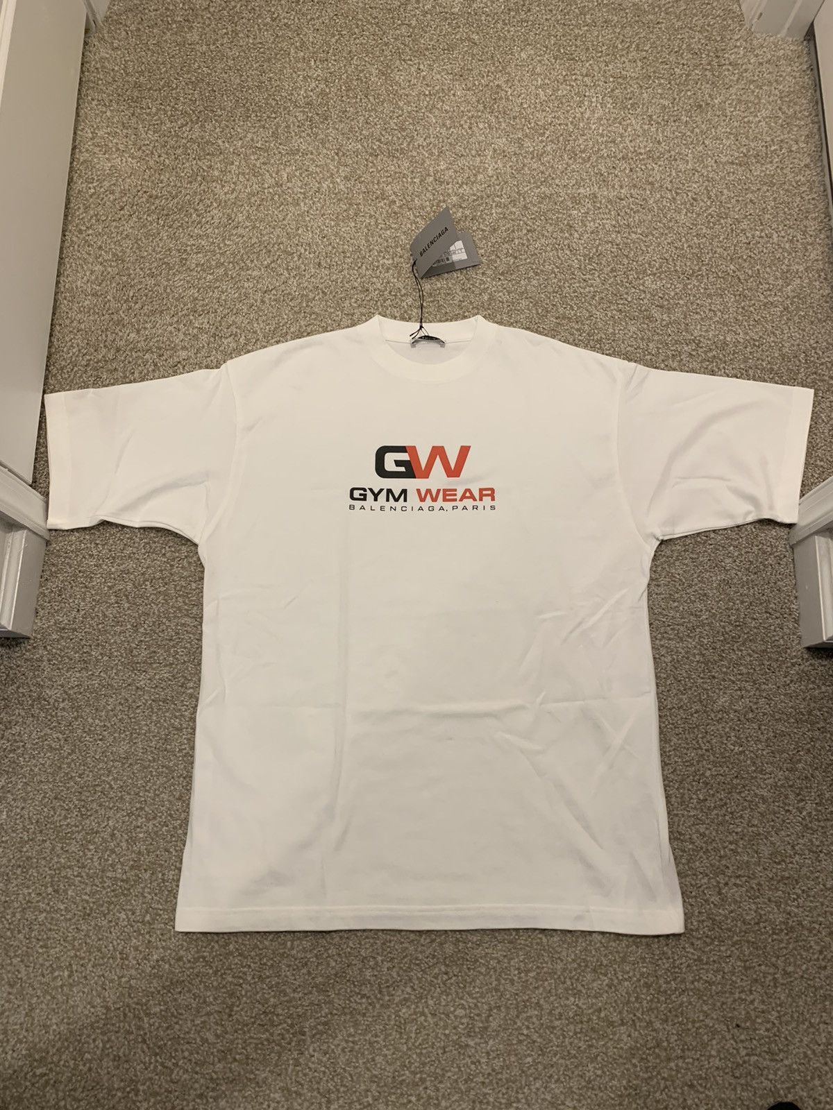 image of Balenciaga Gym Wear Tee in White, Men's (Size Small)