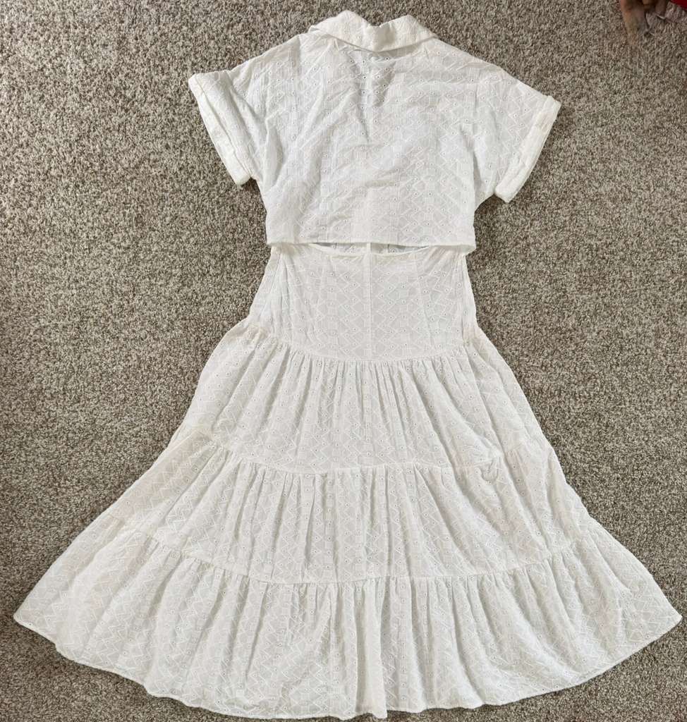 Zara ZARA Shirt Dress Cutwork Embroidery Midi White Tier size S Size S / US 4 / IT 40 - 6 Thumbnail