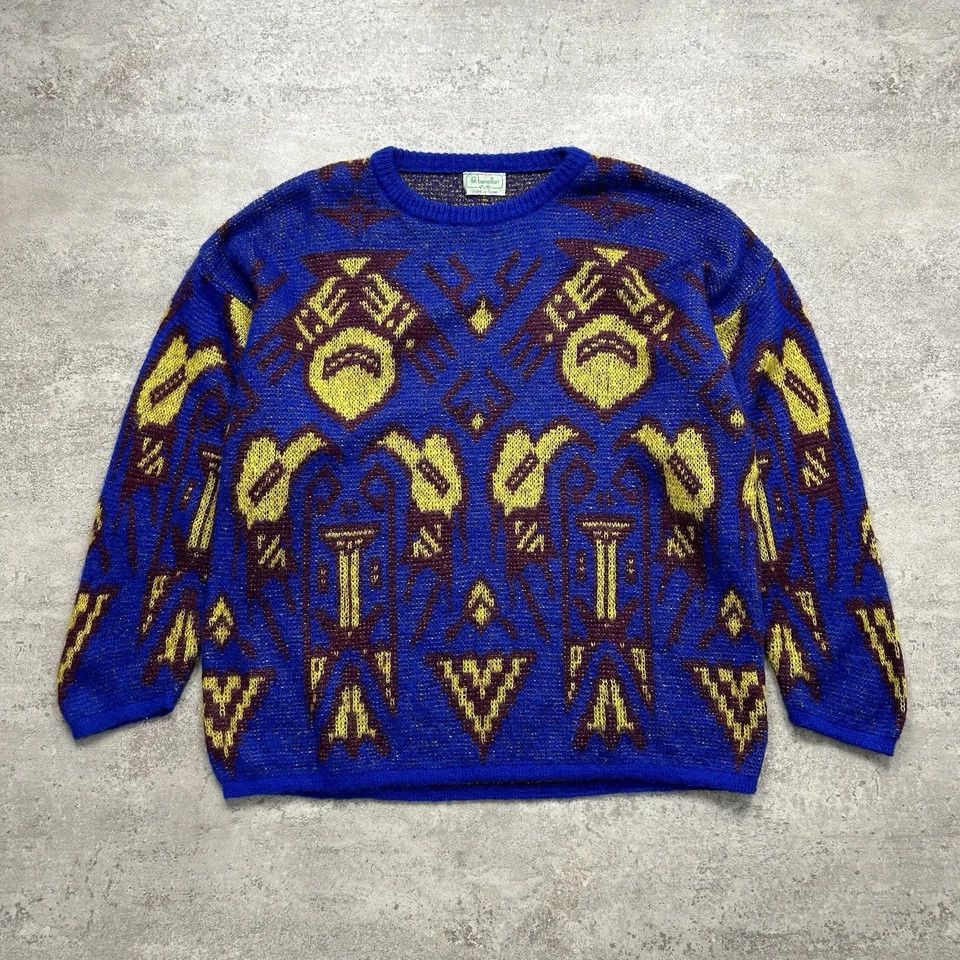 Benetton × Vintage NATIVE AZTEC MOHAIR BLEND KNIT SWEATER SIZE 48 MADE IN ITALY Size US M / EU 48-50 / 2 - 1 Thumbnail