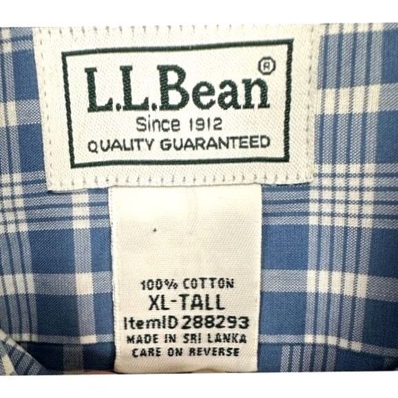 Vintage L.L. Bean Shirt Mens XL Tall Blue Plaid Button-Down Wrinkle Resistant Traditional Fit Casual Size US XL / EU 56 / 4 - 4 Thumbnail