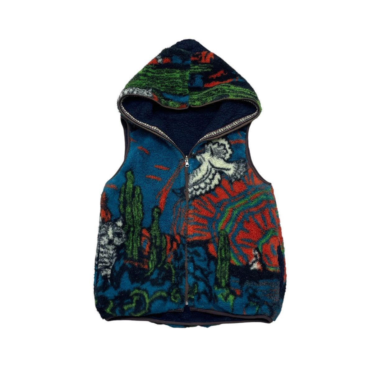 Japanese Brand Full Print Nature View Sherpa Sleeveless