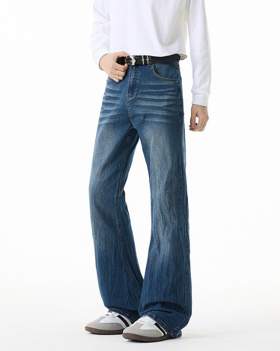 Japanese Brand American Retro Distressed Lightning-Print Flared Jeans Size US 32 / EU 48 - 3 Thumbnail
