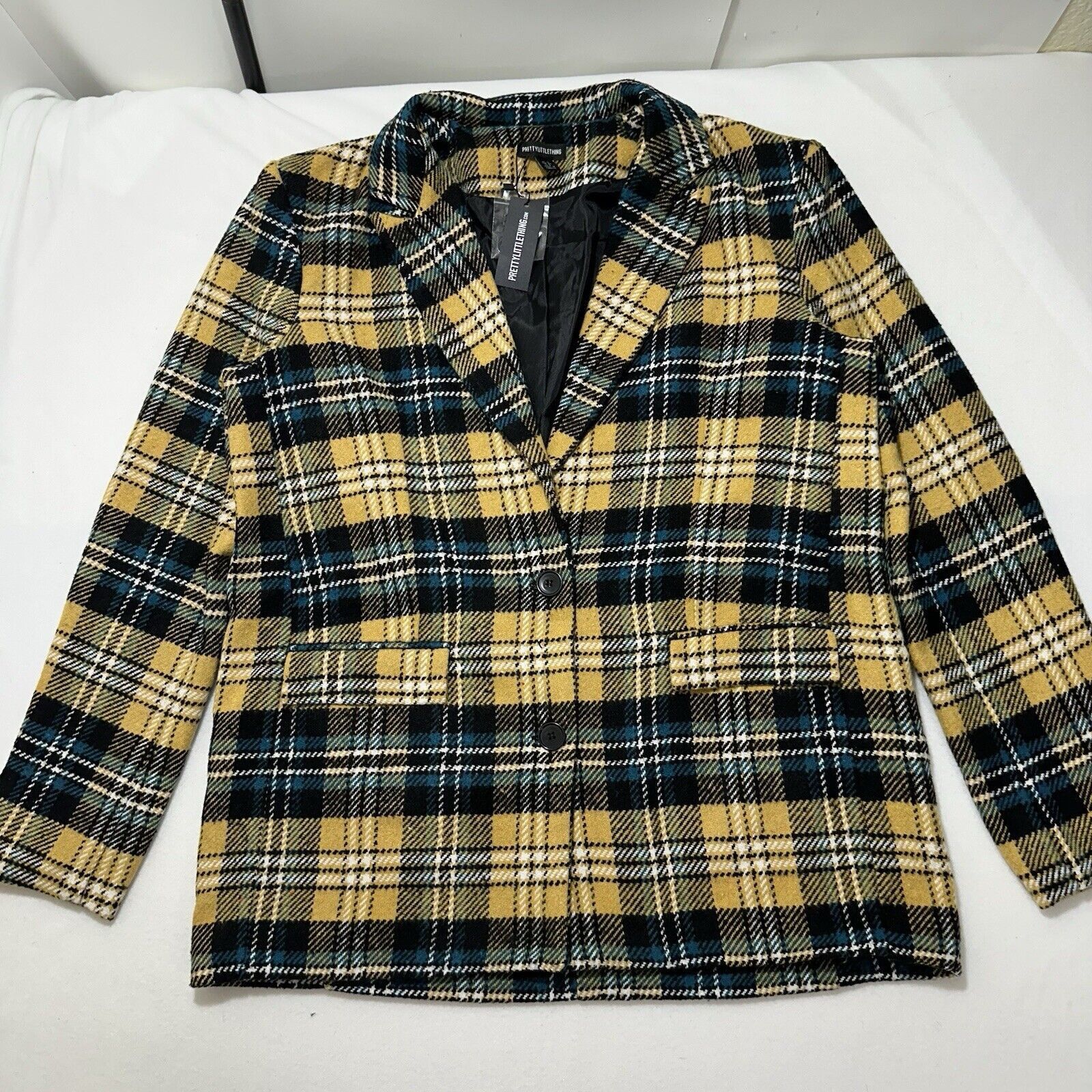 Other PrettyLittleThing Yellow Check Print Wool Blazer 8 Jacket Size M / US 6-8 / IT 42-44 - 1 Thumbnail