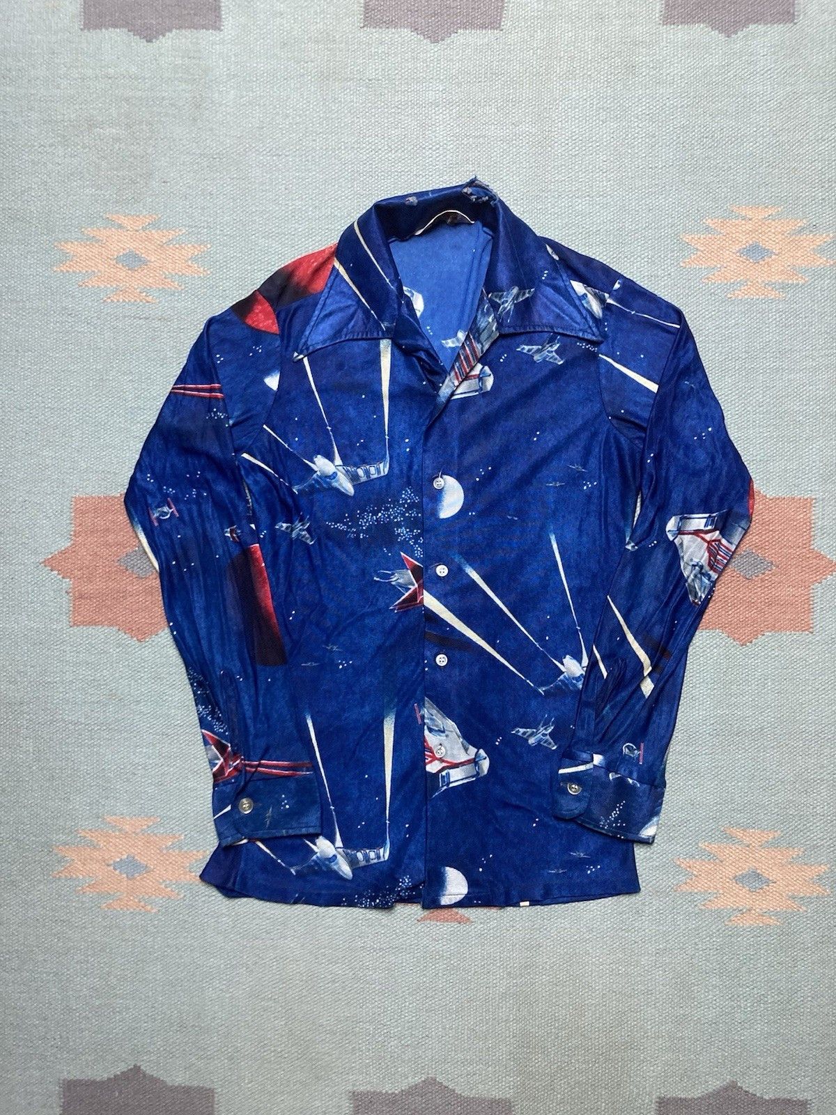 Vintage Vtg 70s button shirt outer space disco boys 18 women’s small Size S / US 4 / IT 40 - 1 Thumbnail