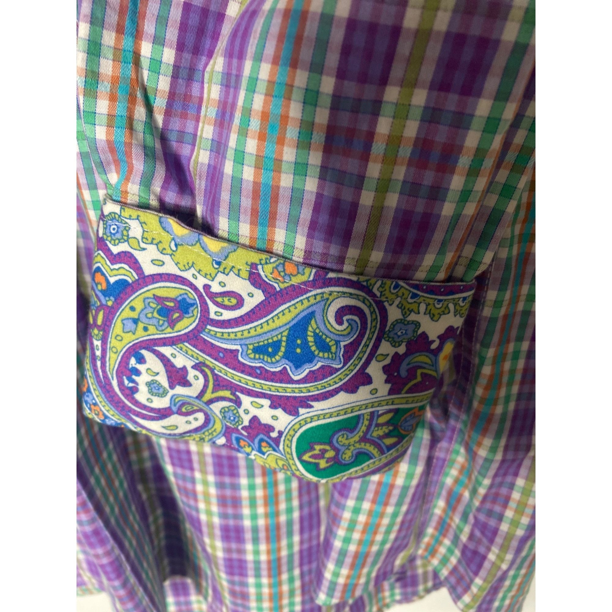 Alan Flusser ALAN FLUSSER MEN'S PURPLE PLAID BUTTON-DOWN DRESS SHIRT SZ M Size US M / EU 48-50 / 2 - 4 Thumbnail