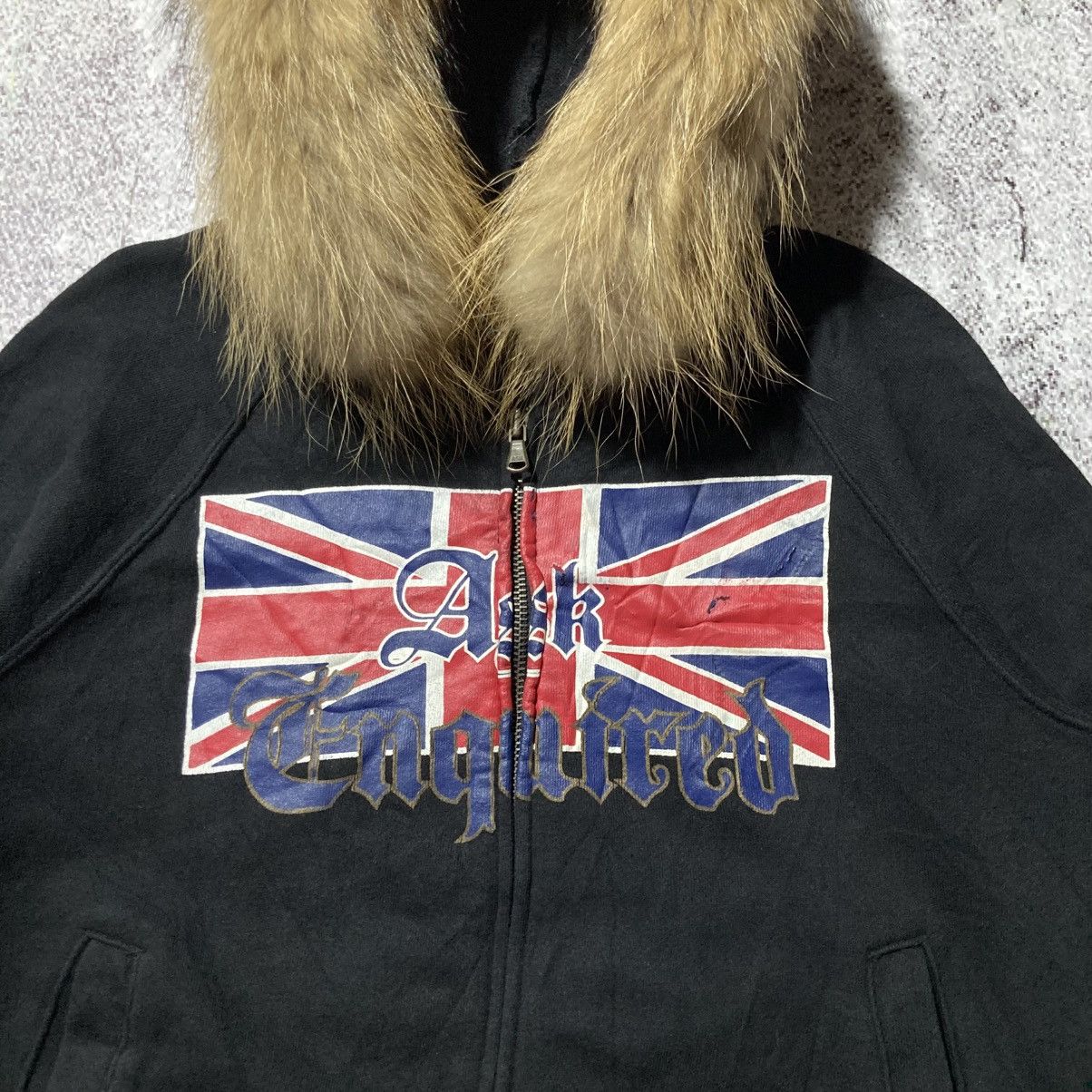 Japanese Brand 2000s Ask England Big Logo Fur Ziphoodie Black Punk Style Size US M / EU 48-50 / 2 - 3 Thumbnail