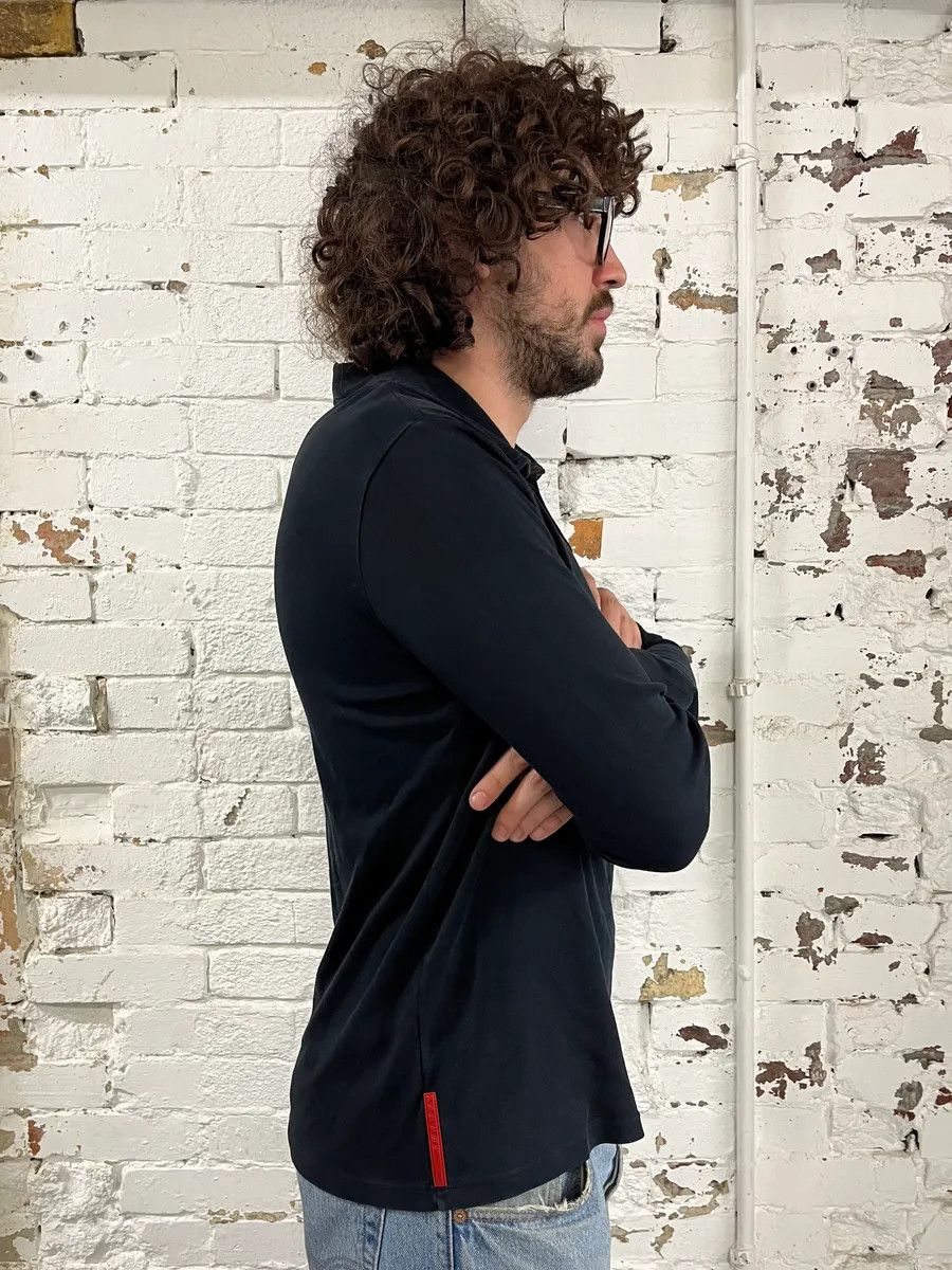 Prada Prada Black Cotton Red Linea Rossa Tape Longsleeve Polo Size US M / EU 48-50 / 2 - 3 Thumbnail