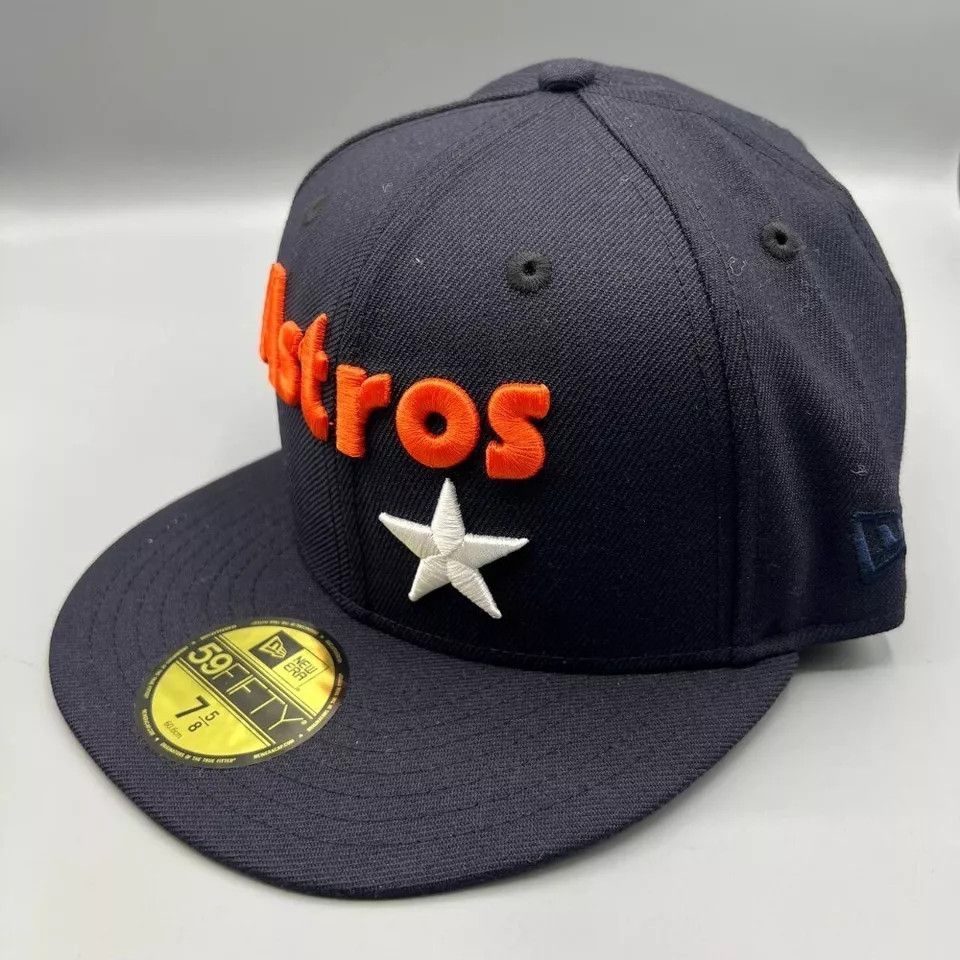New Era Houston Astros Hat Men 7 5/8 59Fifty New Era Fitted Cap Size ONE SIZE - 3 Thumbnail
