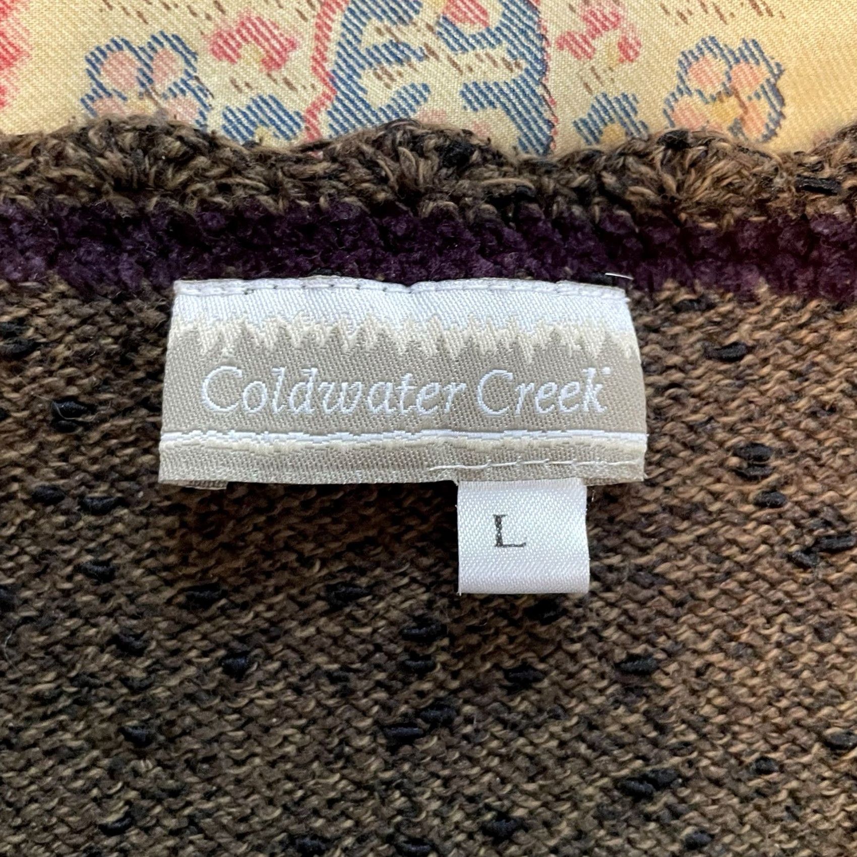 Coldwater Creek Coldwater Creek Cardigan Sweater L Olive Green Floral Silk Cotton Button Up Womens Casual Knit Bohemian Floral Pattern Open Front Size L / US 10 / IT 46 - 3 Thumbnail