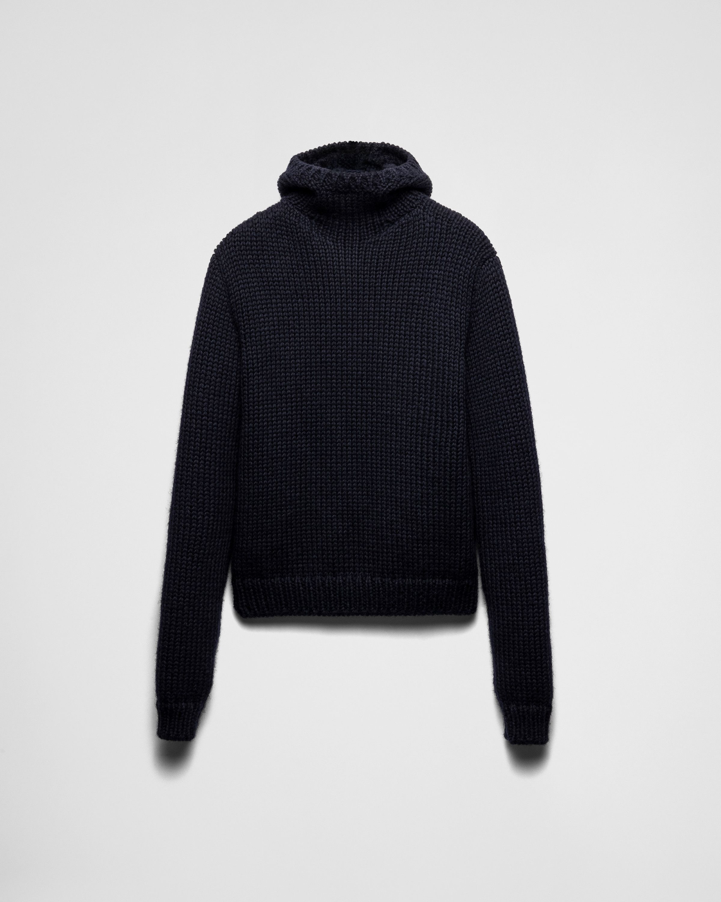 Prada o1bcso1str1025 Wool Hooded Sweater in Navy Size US L / EU 52-54 / 3 - 1 Thumbnail