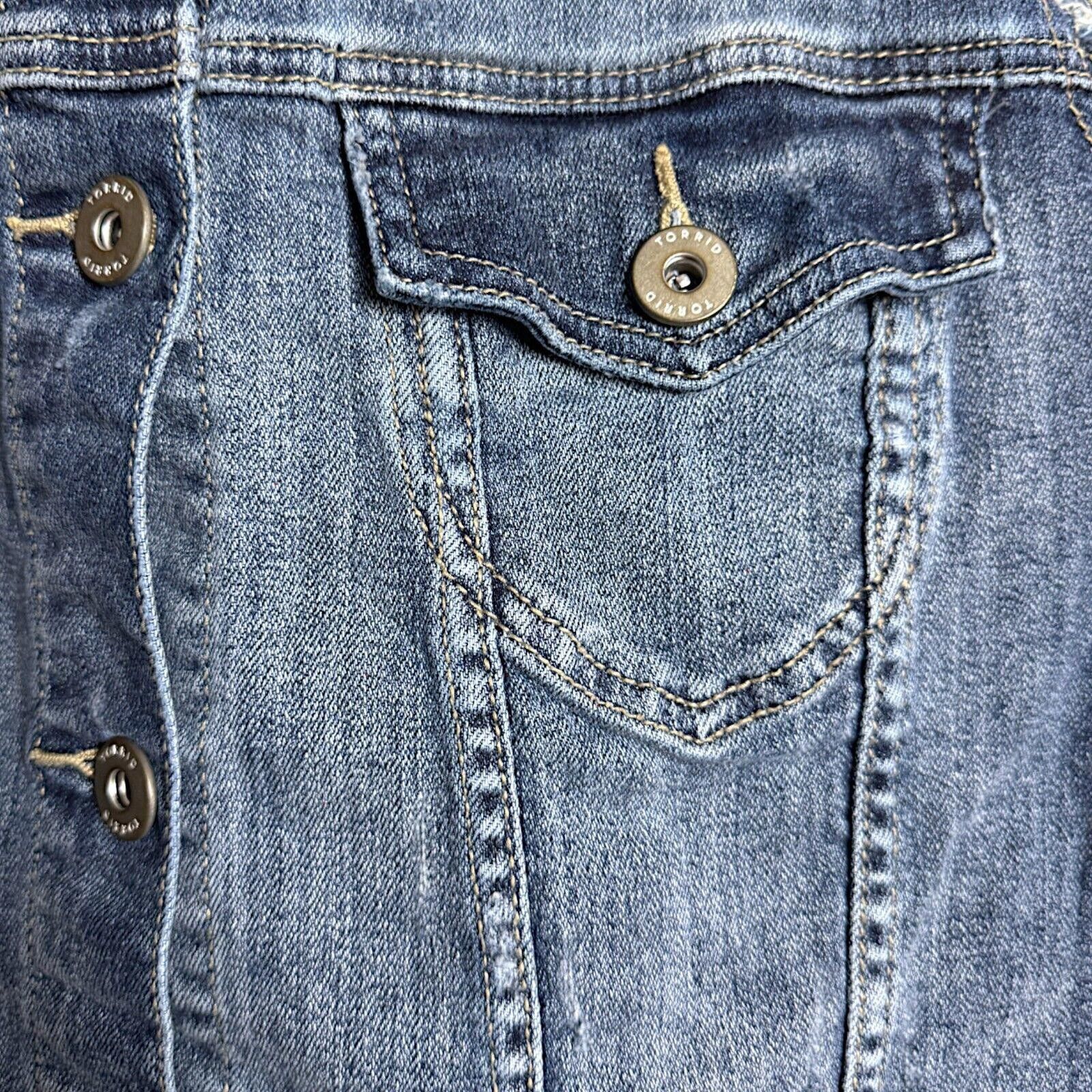 Torrid TORRID Denim stretch Distressed Grunge Jean Vest Size 4XL / US 24-26 - 7 Thumbnail