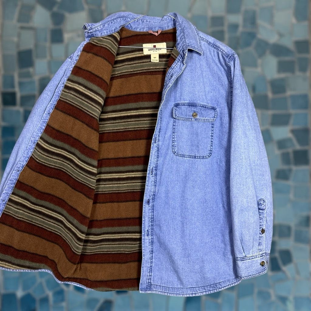 Vintage Woolrich Denim Jacket Mens L Shirt Shacket Flannel Lined Chore Field Barn 22580 Size US L / EU 52-54 / 3 - 1 Thumbnail