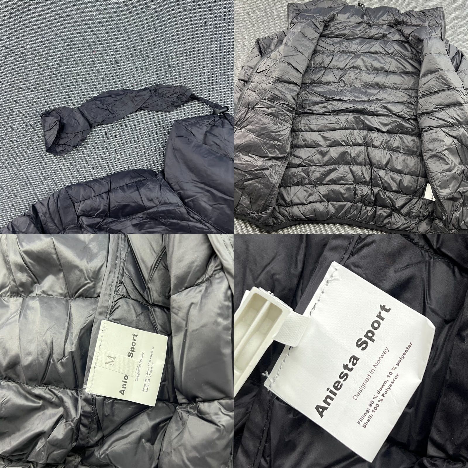 Vintage Aniesta Sport Mens Down Jacket Medium Black Ultra Lightweight Packable Full Zip Jacket Size US M / EU 48-50 / 2 - 8 Thumbnail