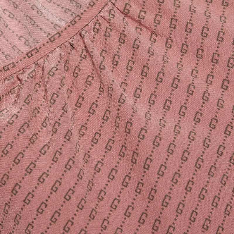 Gucci o1la5ras0526 Micro G Print Silk Dress in Pink Size M / US 6-8 / IT 42-44 - 3 Thumbnail